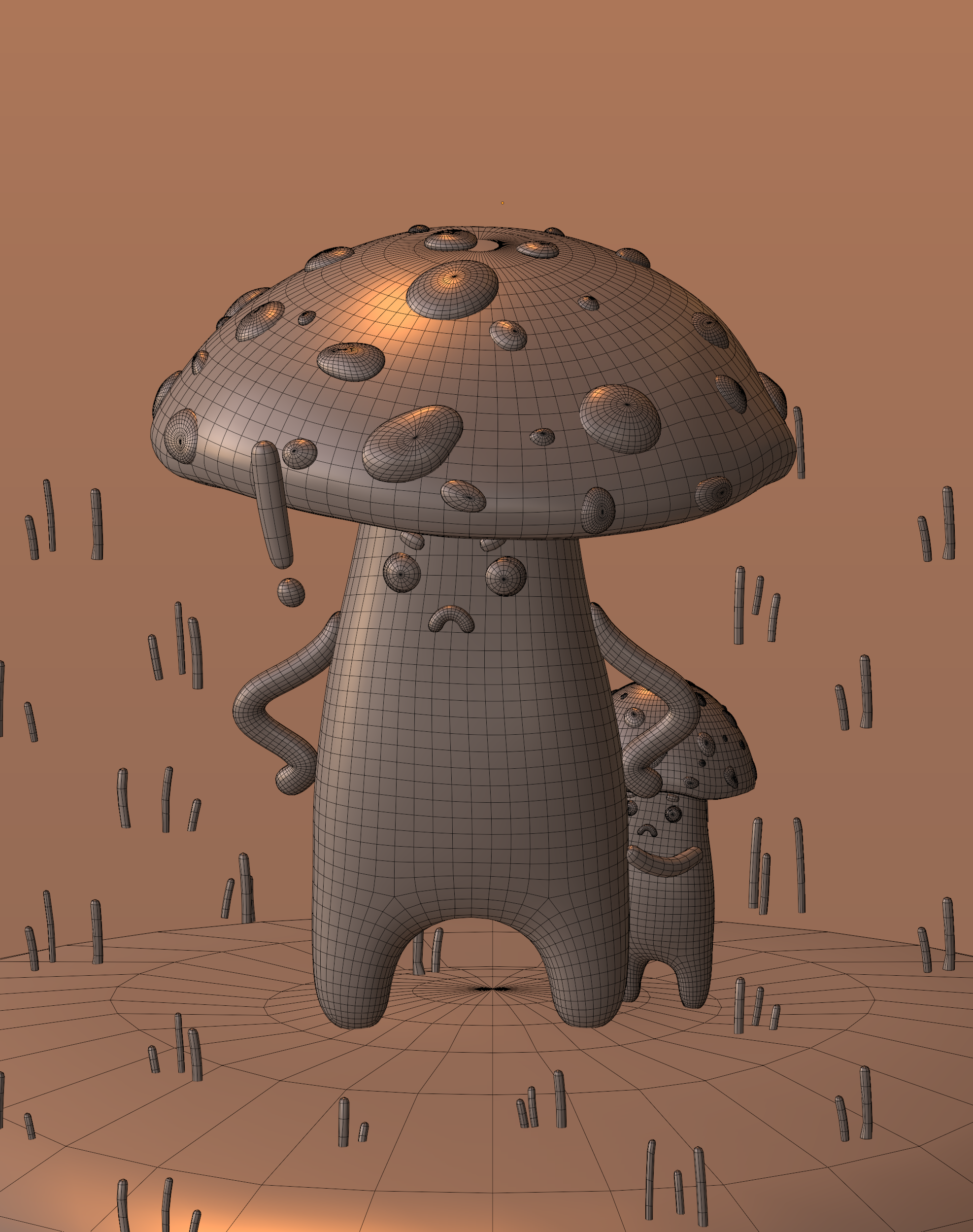 Mama mushroom and baby mushroom (2022) — Изображение №3 — Графика, 3D на Dprofile