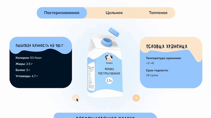 Landing page бренд молочной продукции — Изображение №5 — Интерфейсы, Брендинг на Dprofile