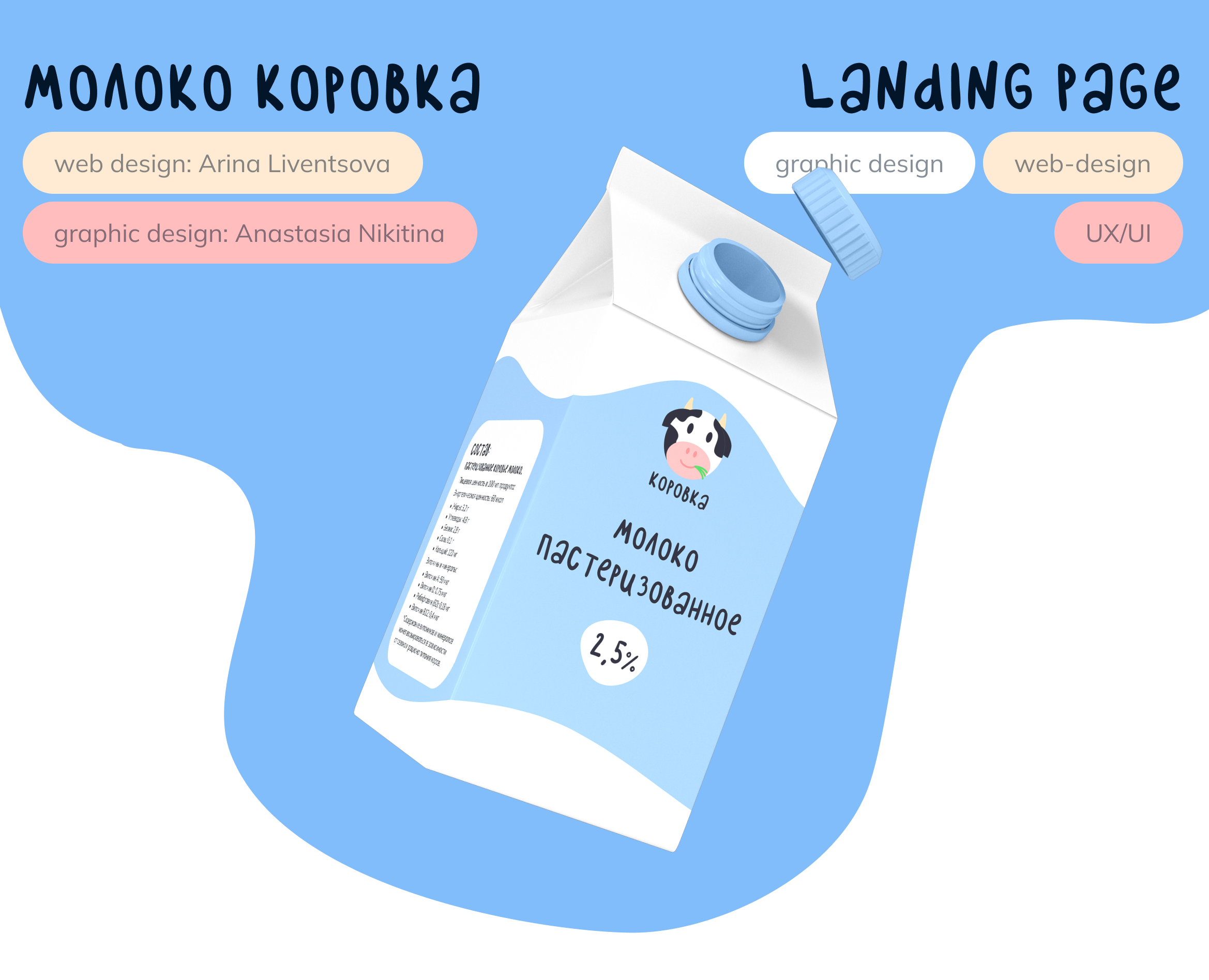 Landing page бренд молочной продукции — Интерфейсы, Брендинг на Dprofile