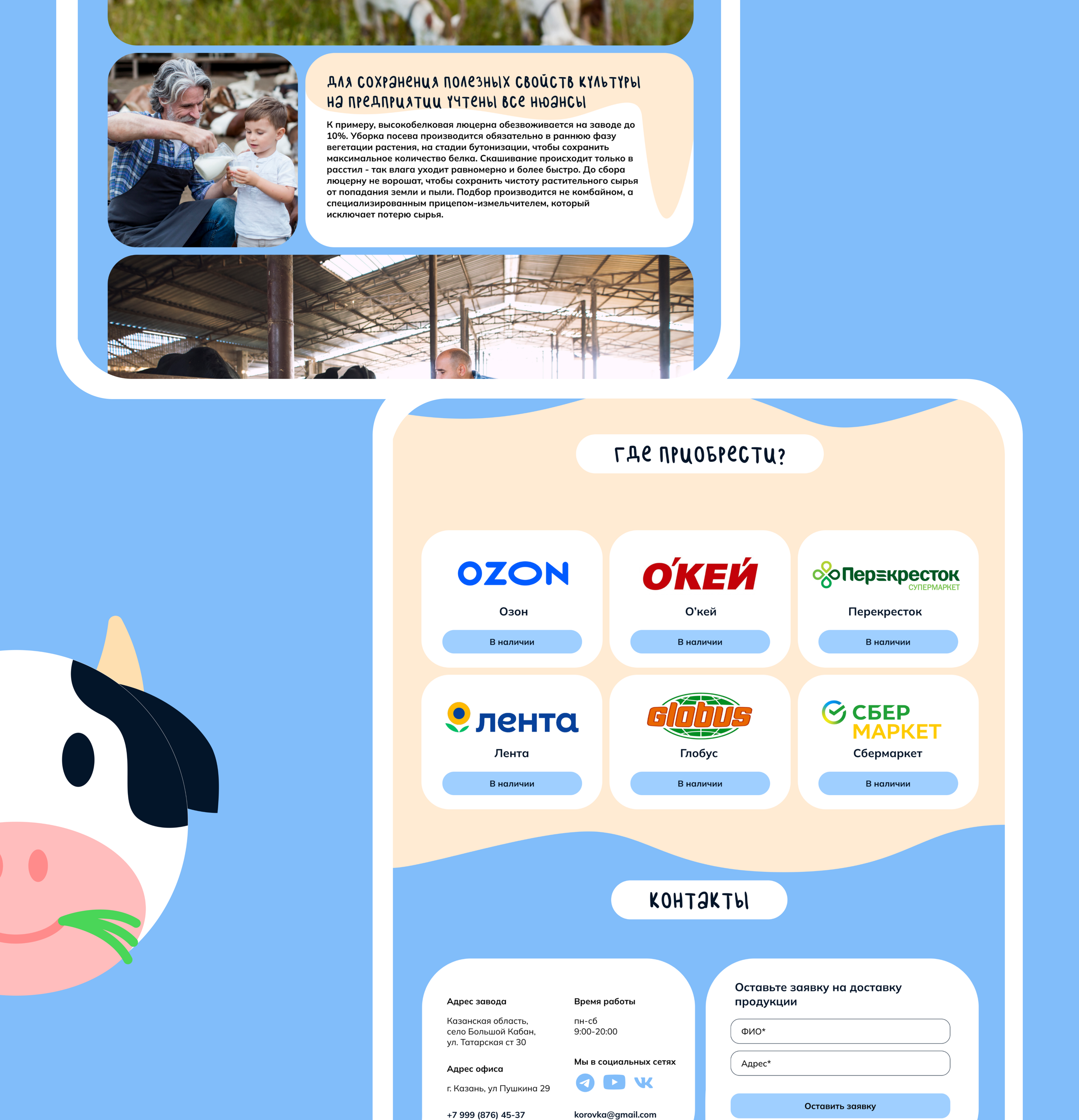 Landing page бренд молочной продукции — Изображение №10 — Интерфейсы, Брендинг на Dprofile