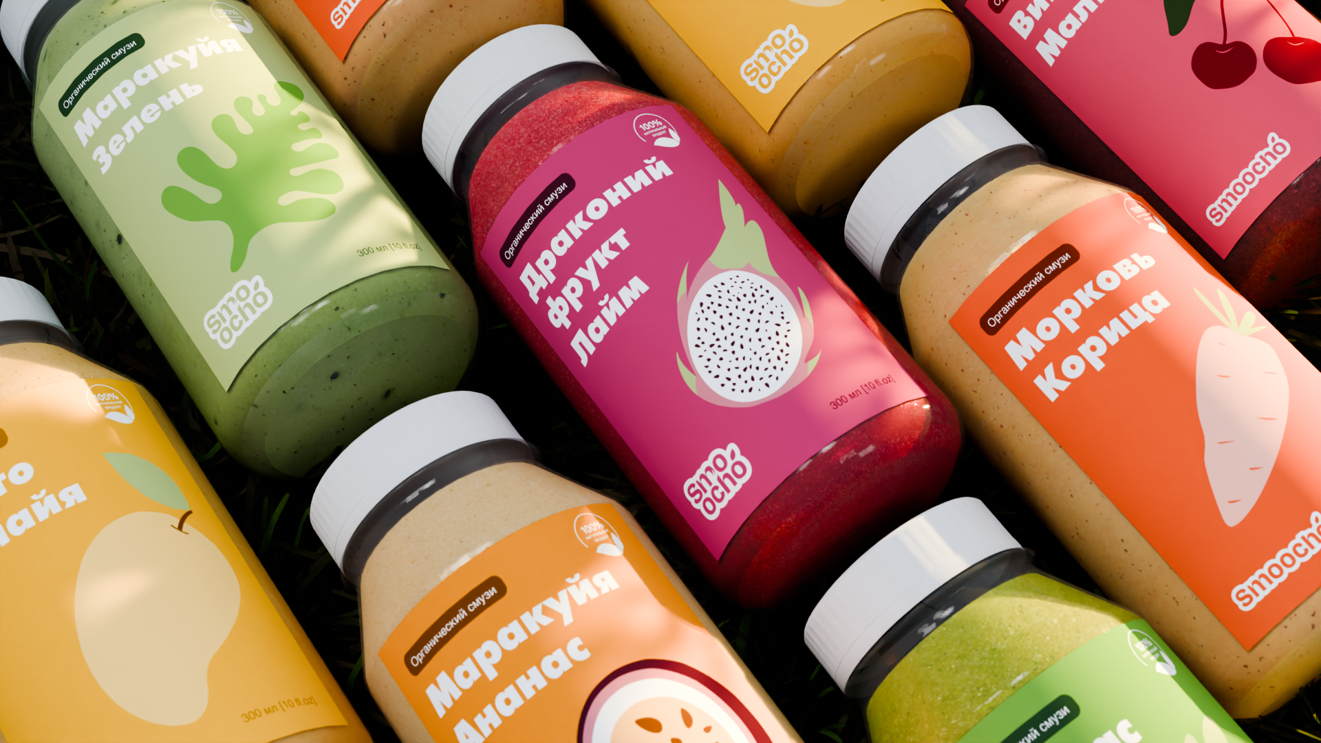 Smoocho | Branding & Packaging smoothies — Изображение №26 — Брендинг, 3D на Dprofile
