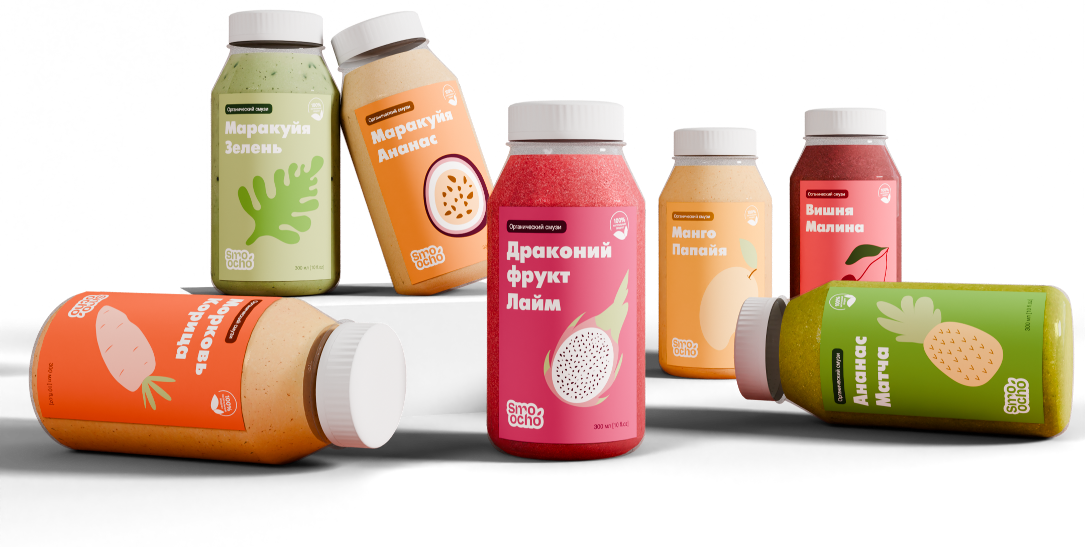Smoocho | Branding & Packaging smoothies — Изображение №2 — Брендинг, 3D на Dprofile