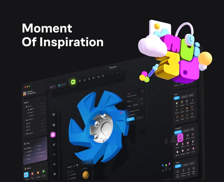 Moi3D — Интерфейсы, Брендинг на Dprofile