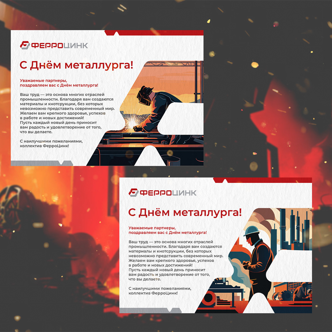 Дизайн открытки для компании "ФЕРРОЦИНК" — Изображение №2 — Иллюстрация, Графика на Dprofile
