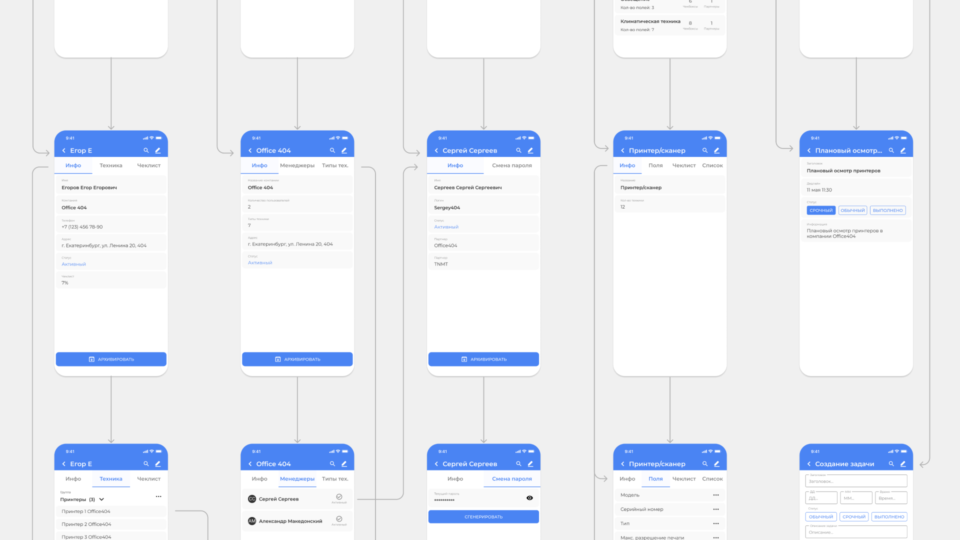 Проект CRM системы для обслуживания офисной техники — Изображение №17 — Интерфейсы на Dprofile