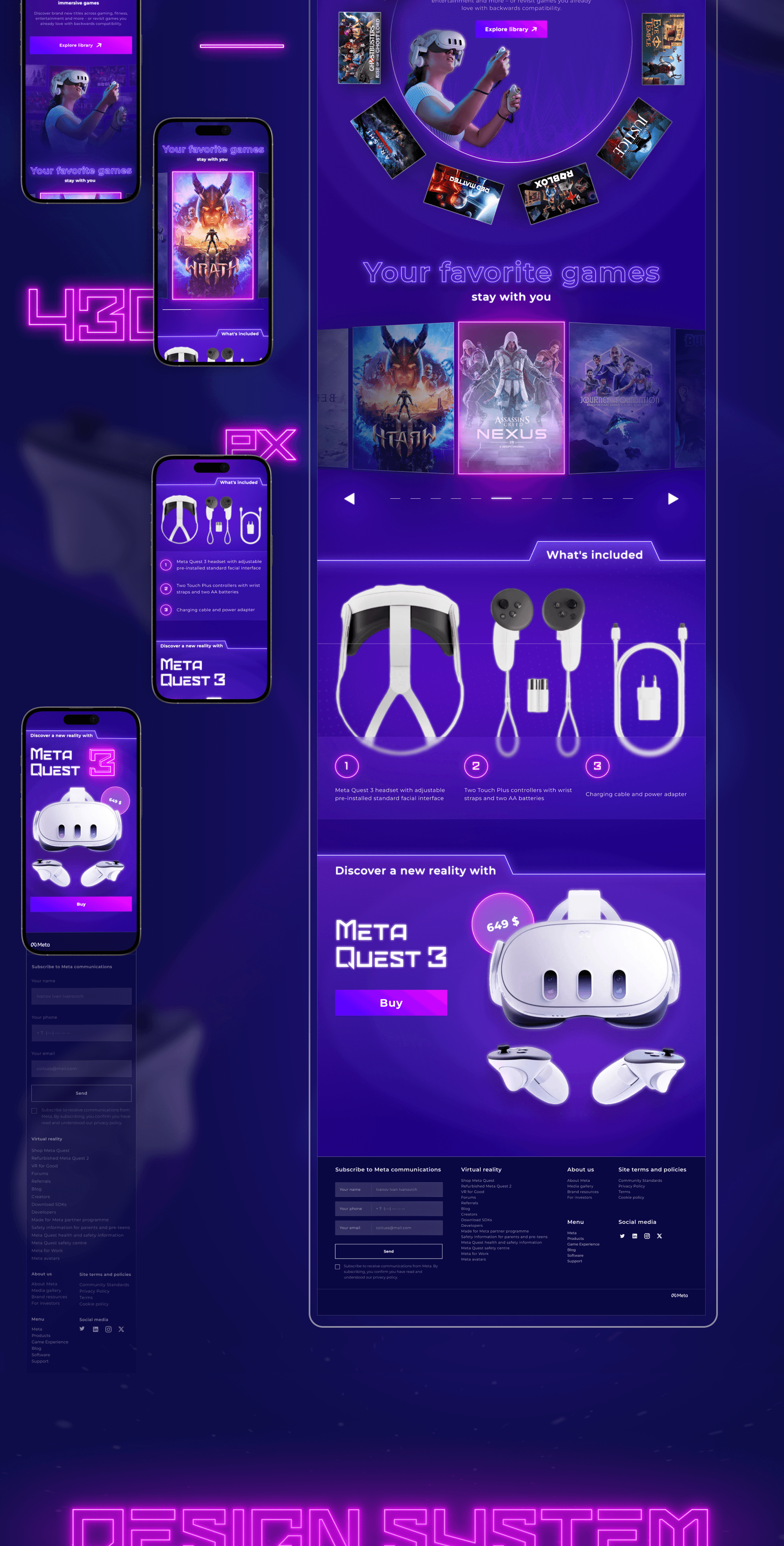 Landing page about Meta Quest 3 | UX/UI design concept — Изображение №3 — Интерфейсы, Брендинг на Dprofile