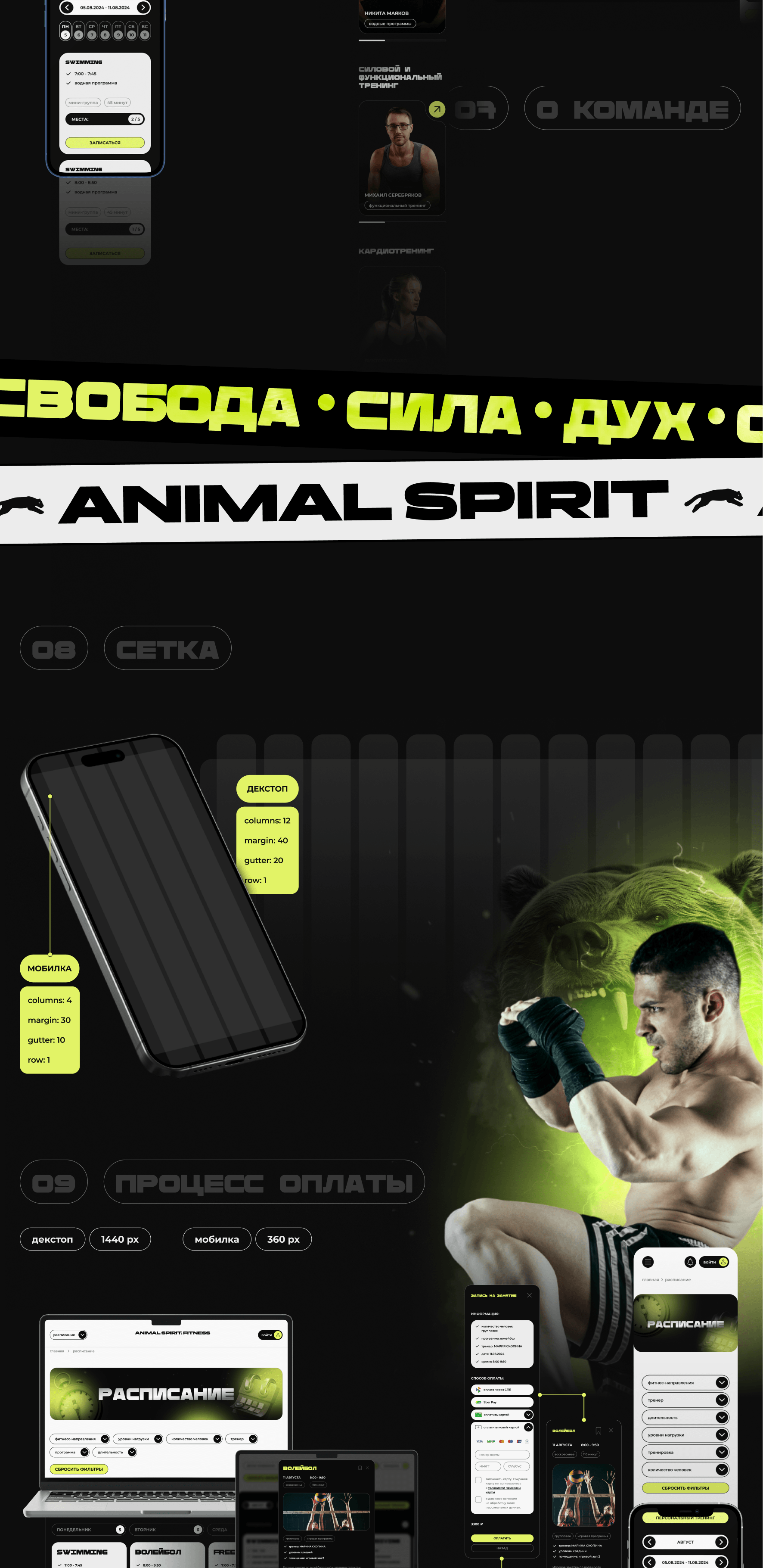 UX/UI design concept for Fitness club “ANIMAL SPIRIT” — Изображение №7 — Интерфейсы, Брендинг на Dprofile
