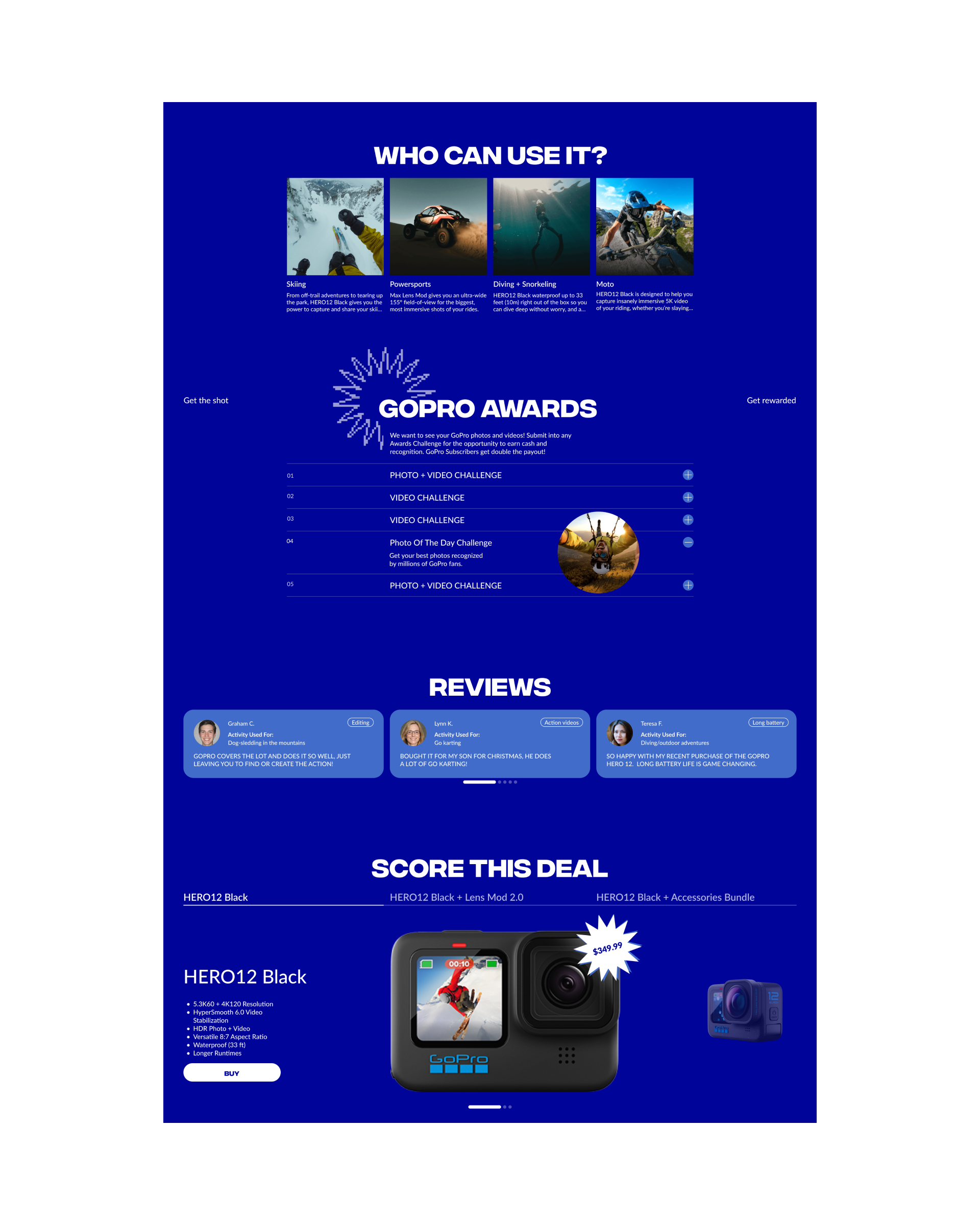 GOPRO HERO 12BLACK | Landing Page Redesing — Изображение №5 — Интерфейсы, Графика на Dprofile