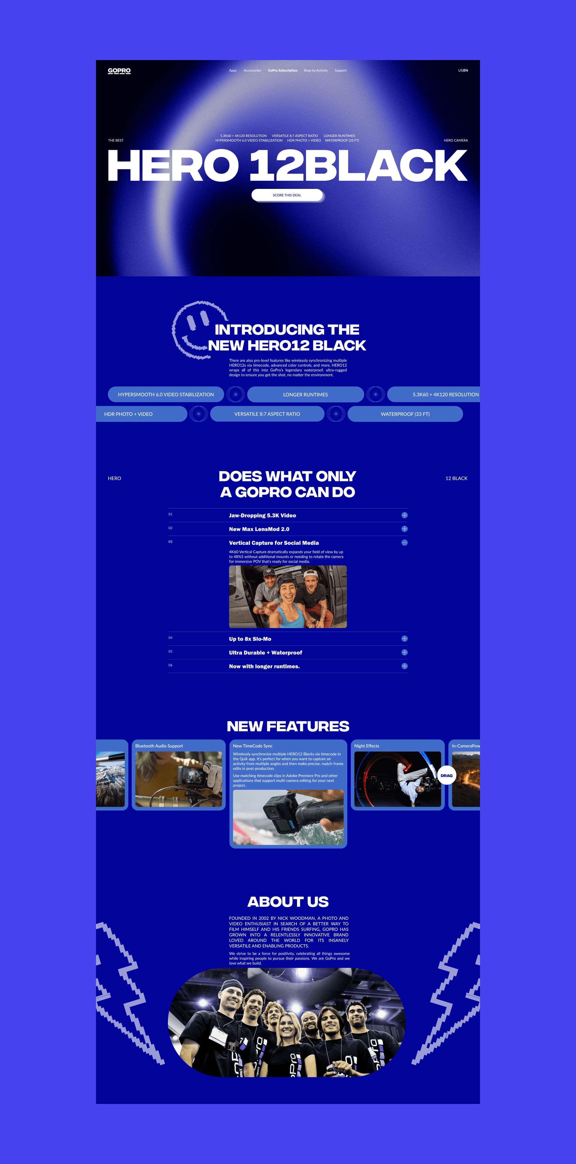 GOPRO HERO 12BLACK | Landing Page Redesing — Изображение №3 — Интерфейсы, Графика на Dprofile