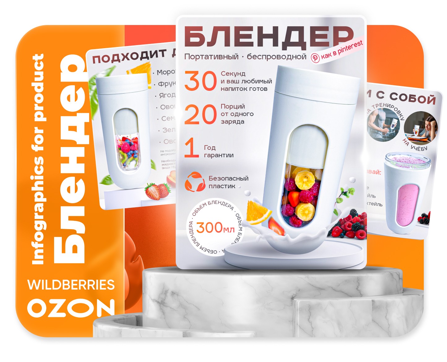 Портативный блендер | Инфографика на wildberries & ozon — Графика, Маркетинг на Dprofile