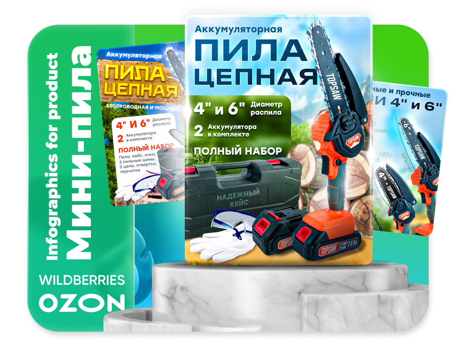 Мини пила цепная аккумуляторная | Инфографика — Изображение №1 — Графика, Маркетинг на Dprofile