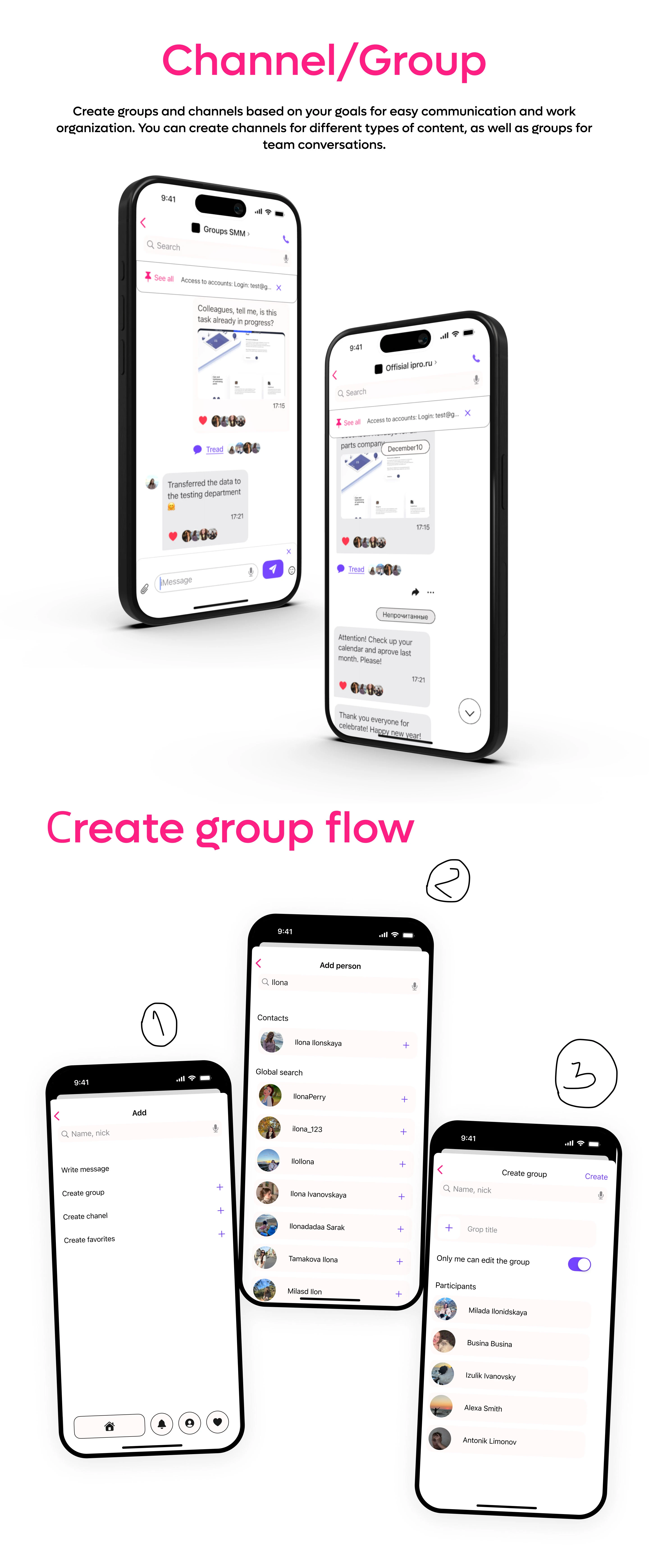 Sink - Корпоративный чат - Mobile - UI/UX Design — Изображение №5 — Интерфейсы на Dprofile