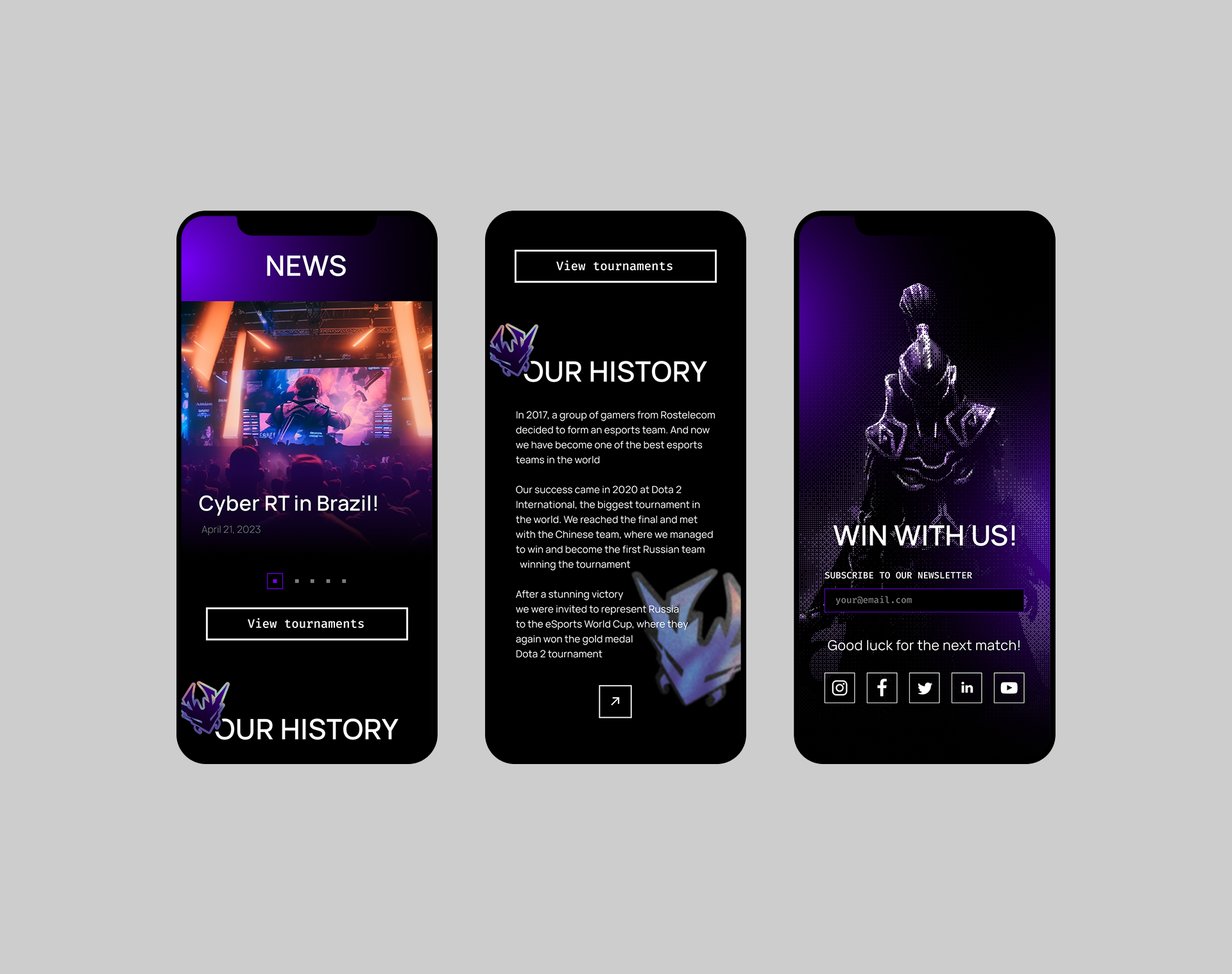 Айдентика для киберспортивной команды | web | ui/ux — Изображение №4 — Интерфейсы, Брендинг на Dprofile