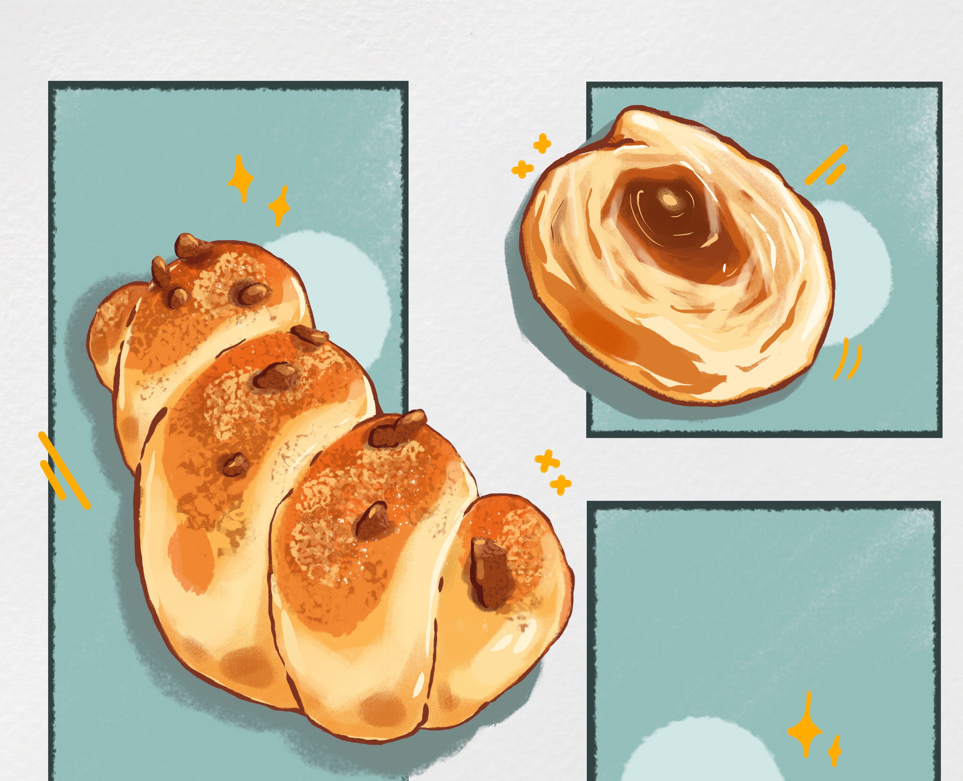 Сладкая выпечка / food illustration / булочки — Иллюстрация на Dprofile