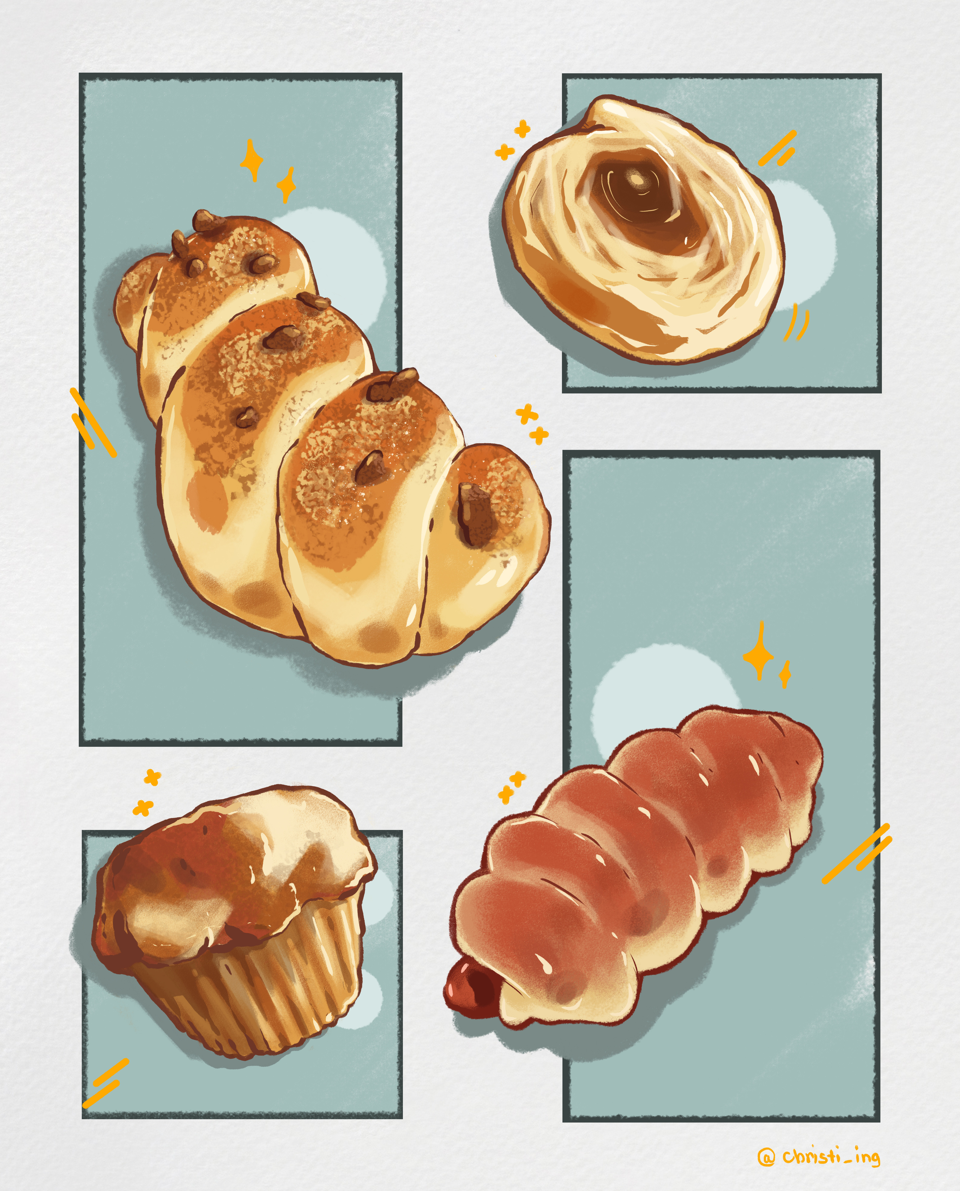 Сладкая выпечка / food illustration / булочки — Изображение №1 — Иллюстрация на Dprofile
