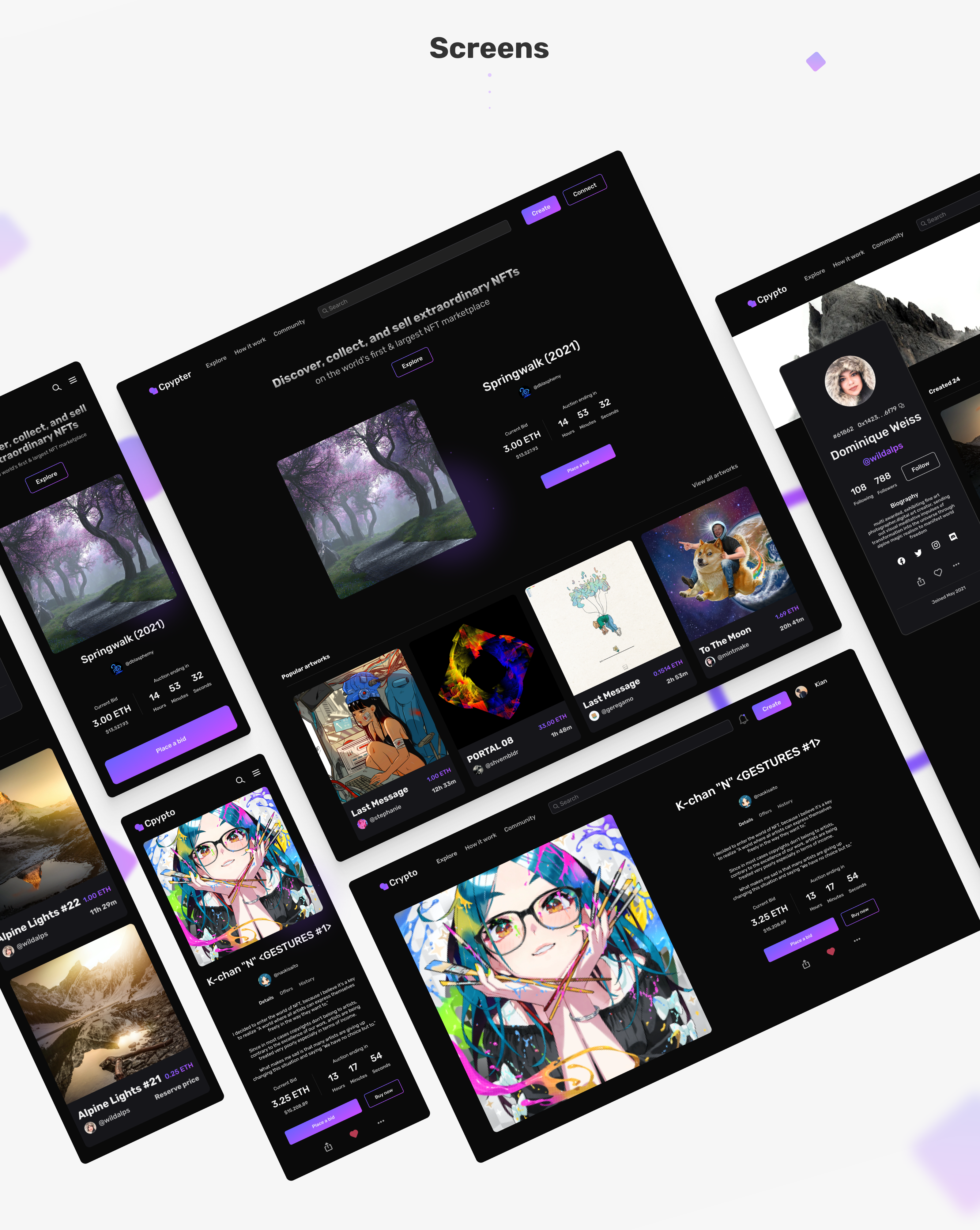 Crypto NFT Marketplace UX/UI — Изображение №3 — Интерфейсы на Dprofile
