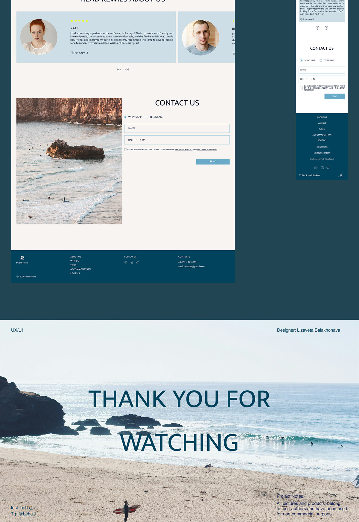 Landing page / Surfcamp in Portugal — Изображение №7 — Интерфейсы на Dprofile