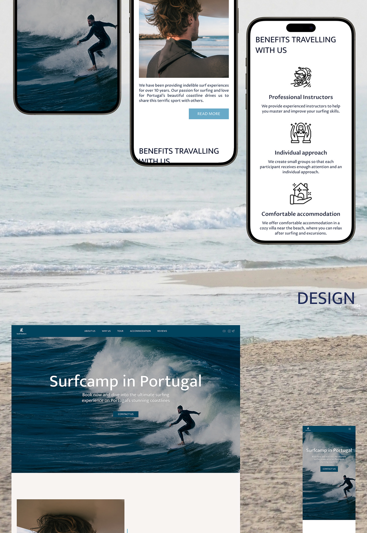 Landing page / Surfcamp in Portugal — Изображение №5 — Интерфейсы на Dprofile