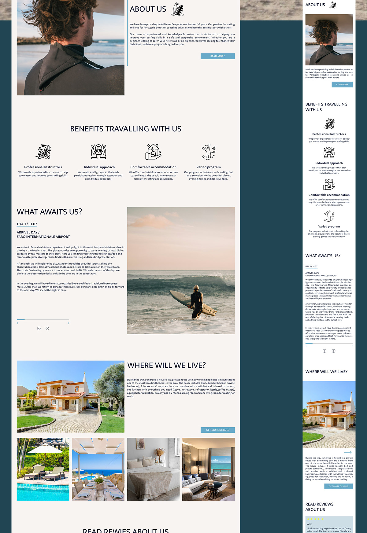 Landing page / Surfcamp in Portugal — Изображение №6 — Интерфейсы на Dprofile