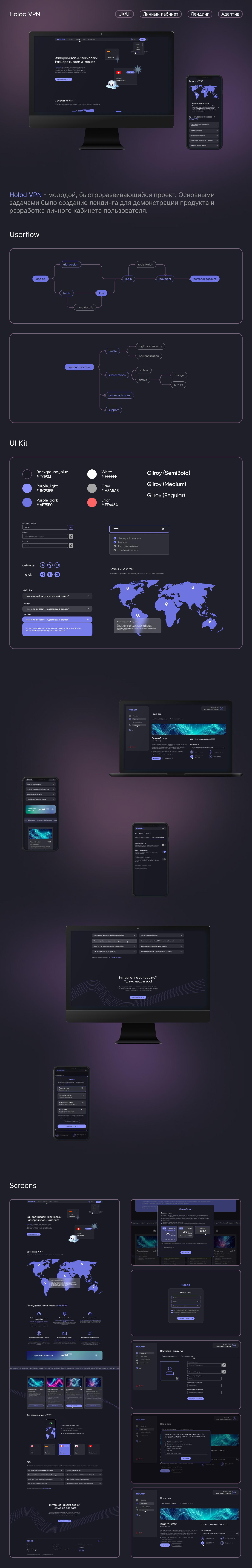 Holod VPN - landing + personal account — Изображение №1 — Интерфейсы на Dprofile