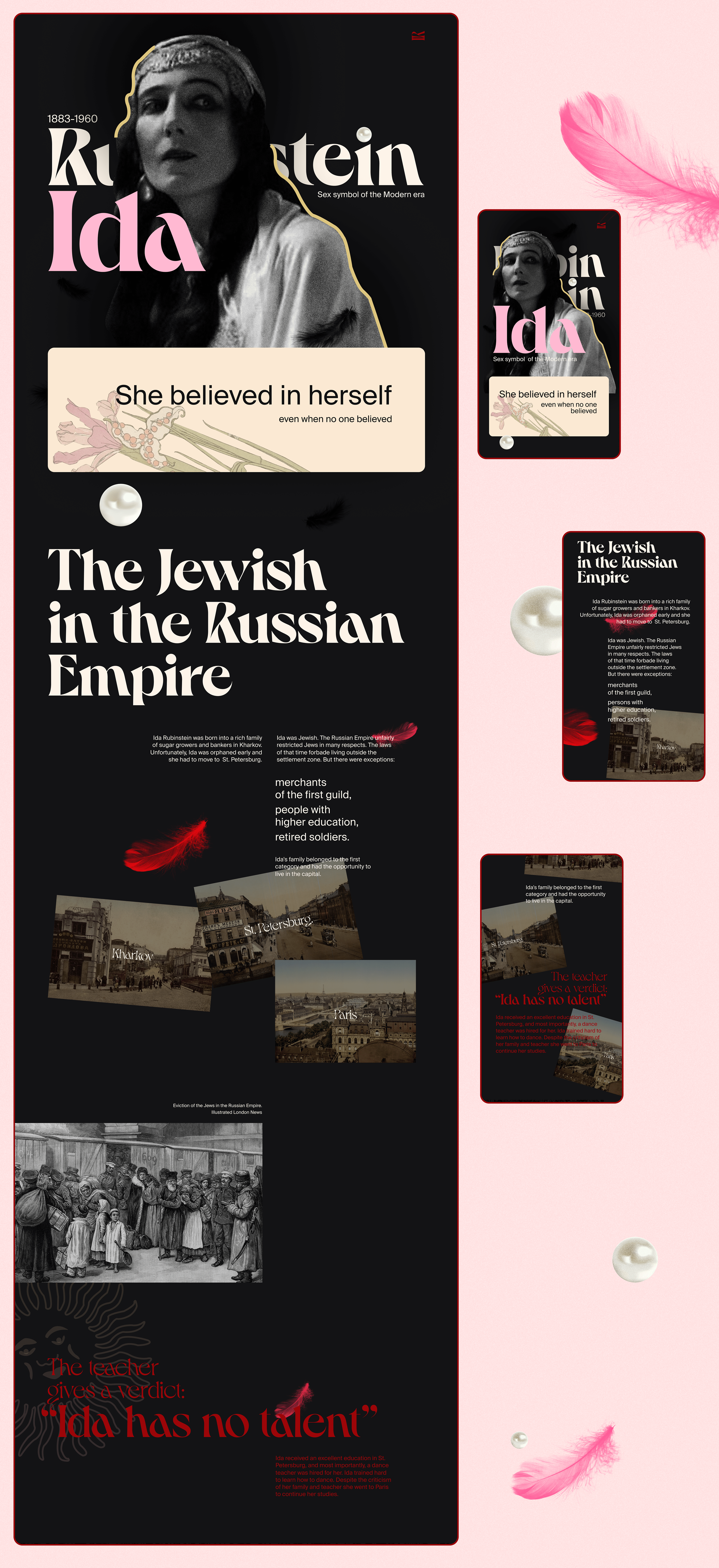 Web design&Longread about Ida Rubinstain — Изображение №2 — Интерфейсы, Брендинг, Иллюстрация на Dprofile