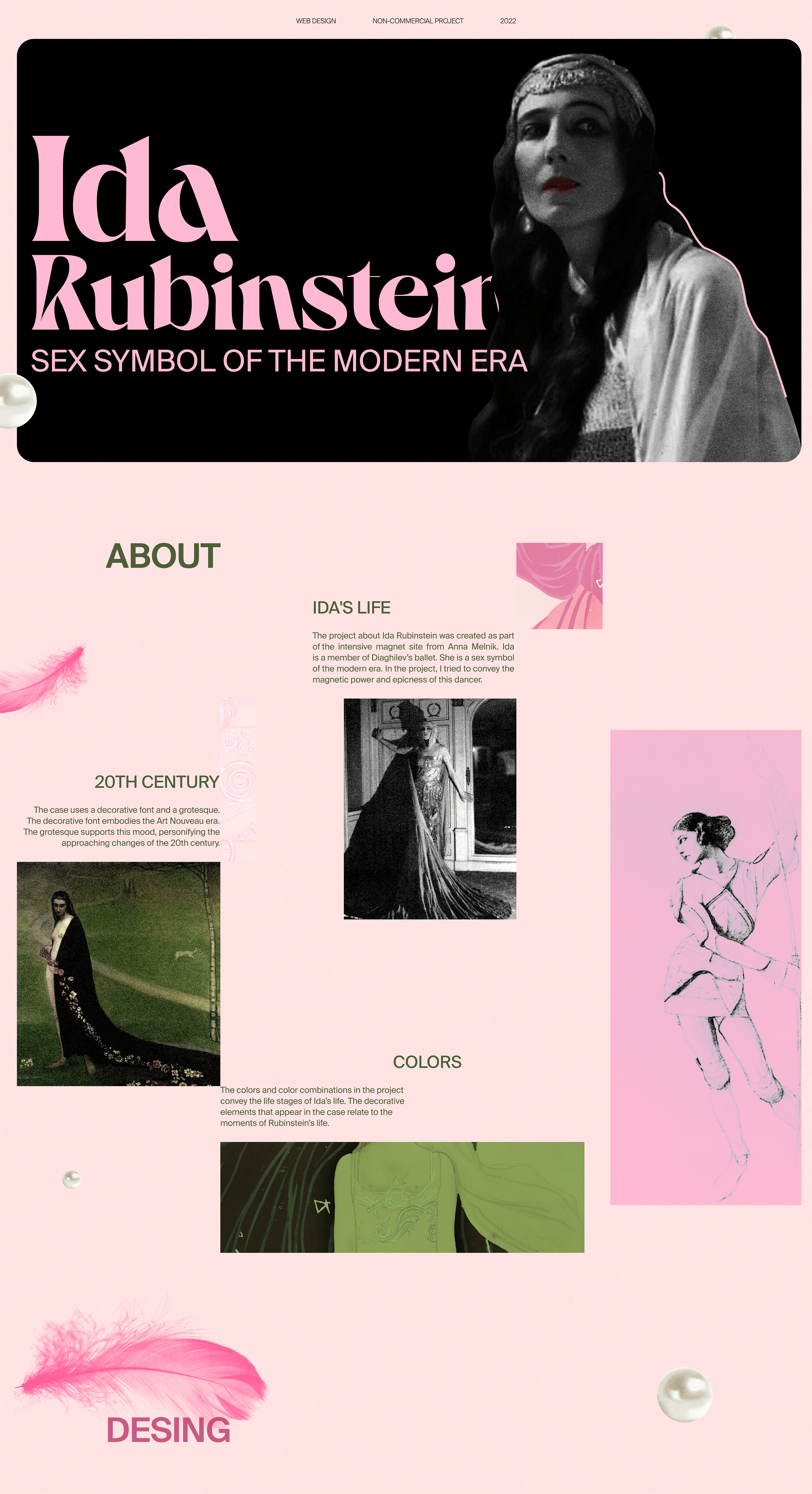 Web design&Longread about Ida Rubinstain — Изображение №1 — Интерфейсы, Брендинг, Иллюстрация на Dprofile