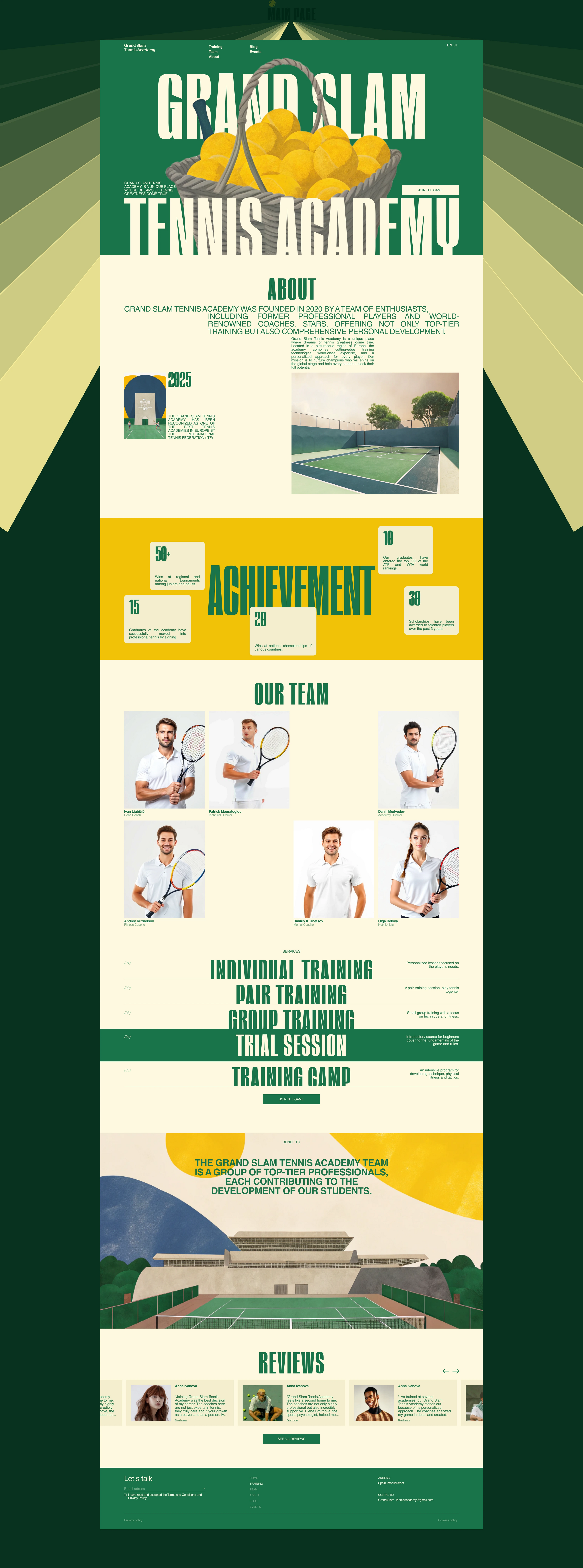 Grand Slam Tennis Academy | Corporate website — Изображение №2 — Интерфейсы, Брендинг на Dprofile