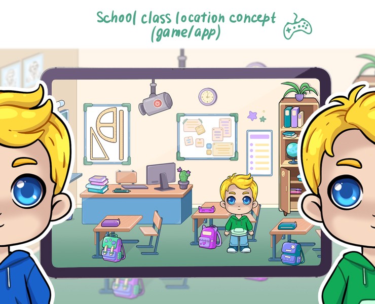 School class location concept + character development — Иллюстрация на Dprofile