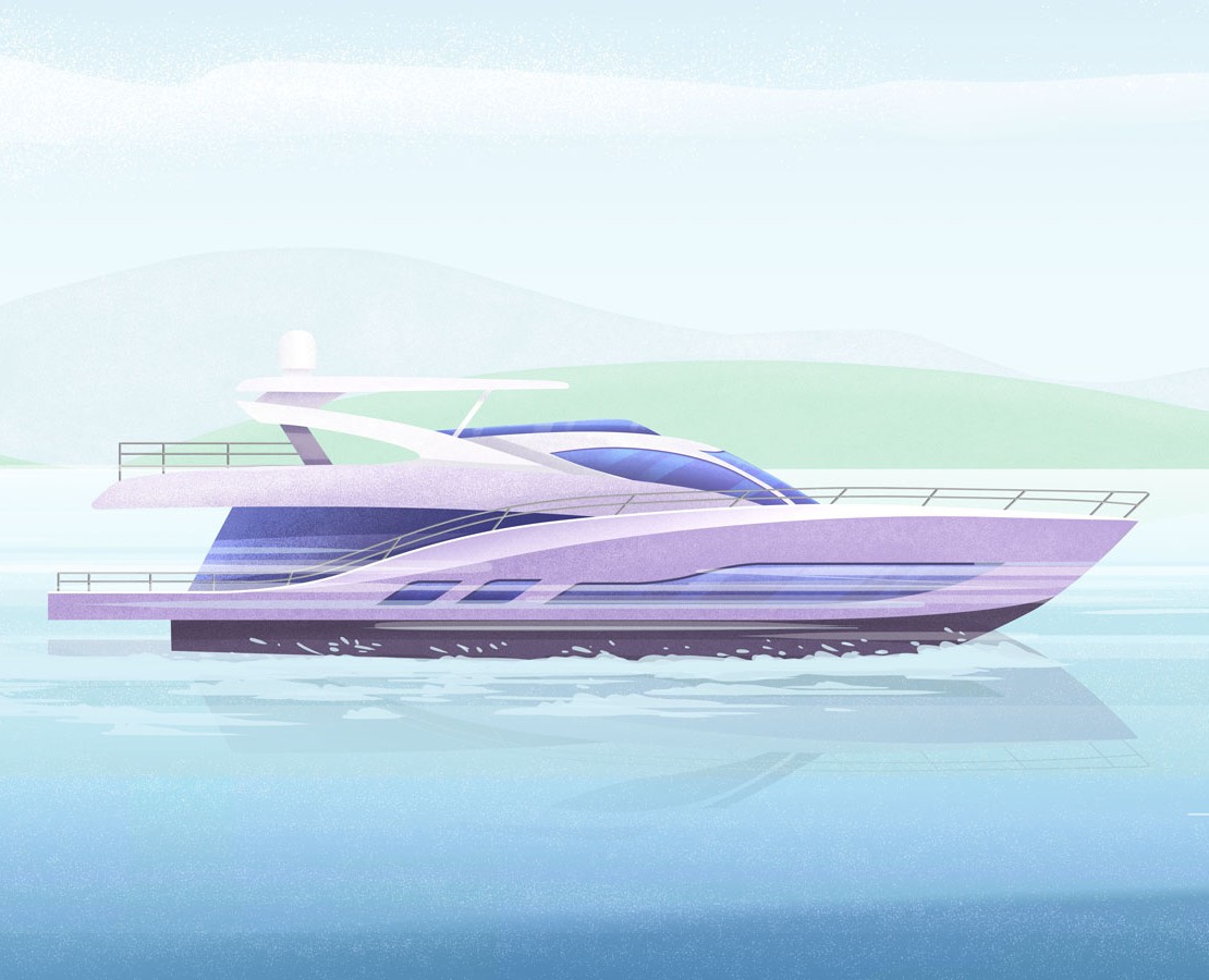 Illustrations of vehicles: cars, yacht, train — Иллюстрация на Dprofile