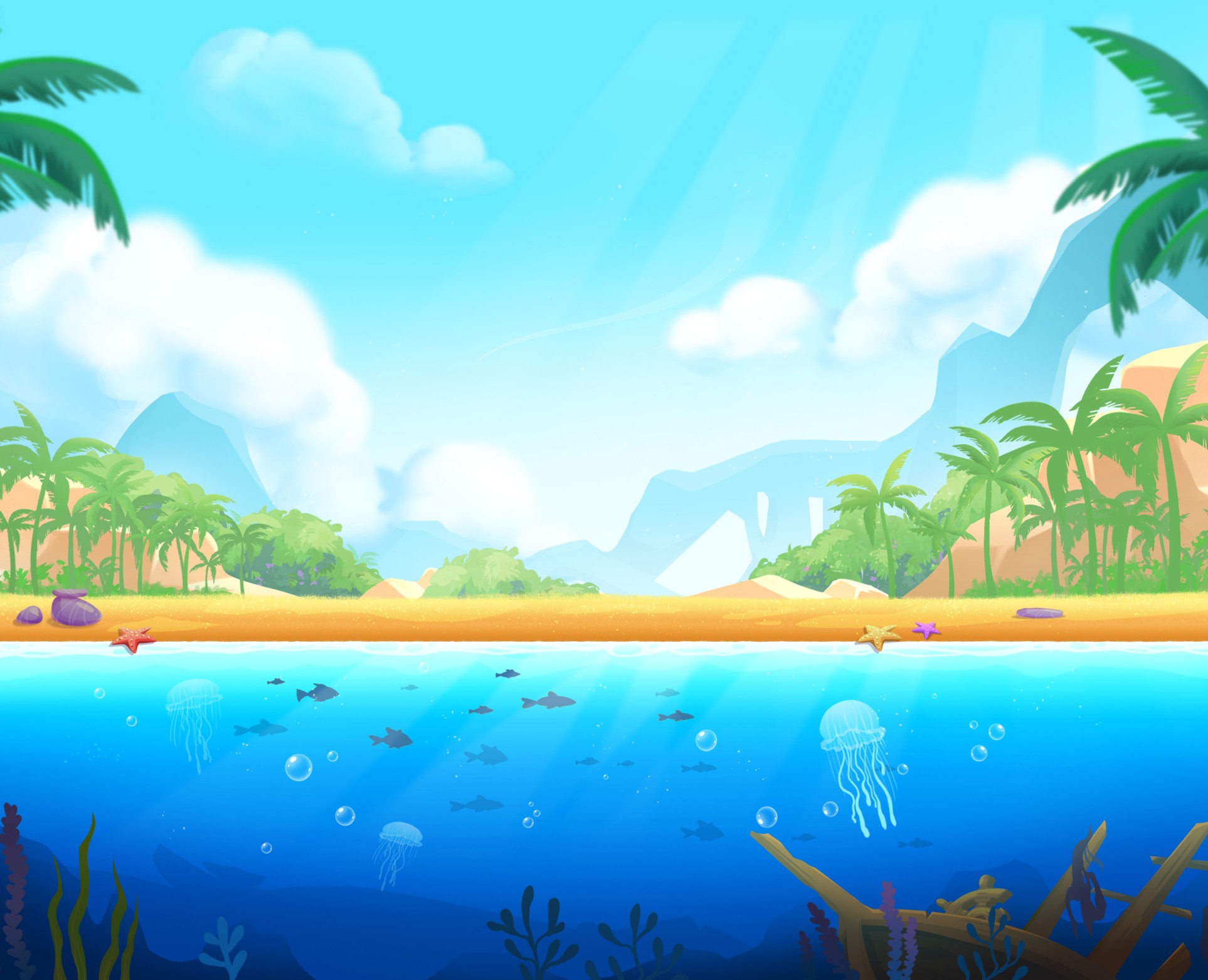 Background "Tropical Paradise" for the game — Иллюстрация на Dprofile