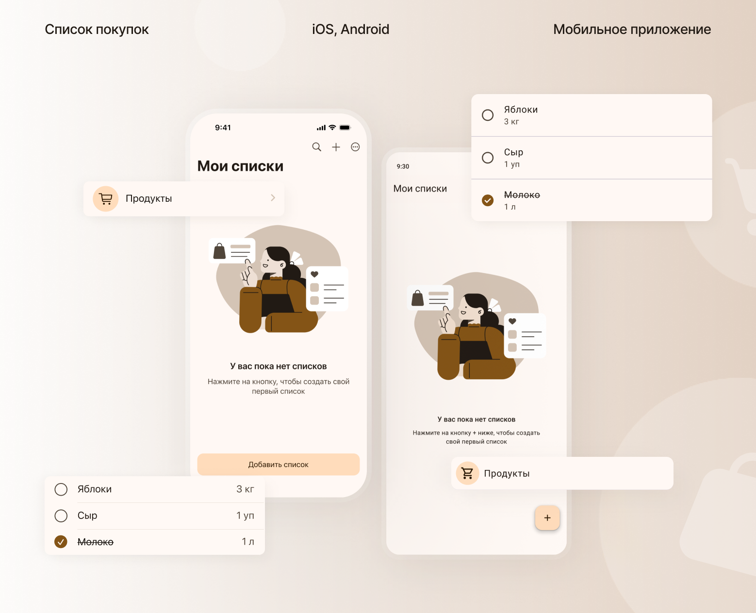 Список покупок | Mobile App — Интерфейсы на Dprofile