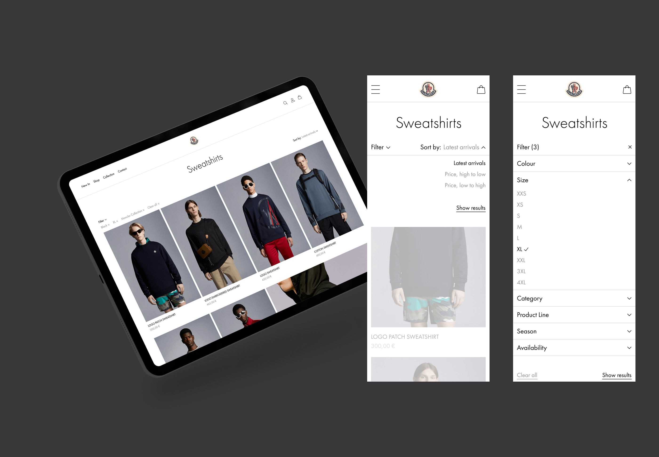 MONCLER/ E-commerce redesign — Изображение №5 — Интерфейсы, Анимация на Dprofile