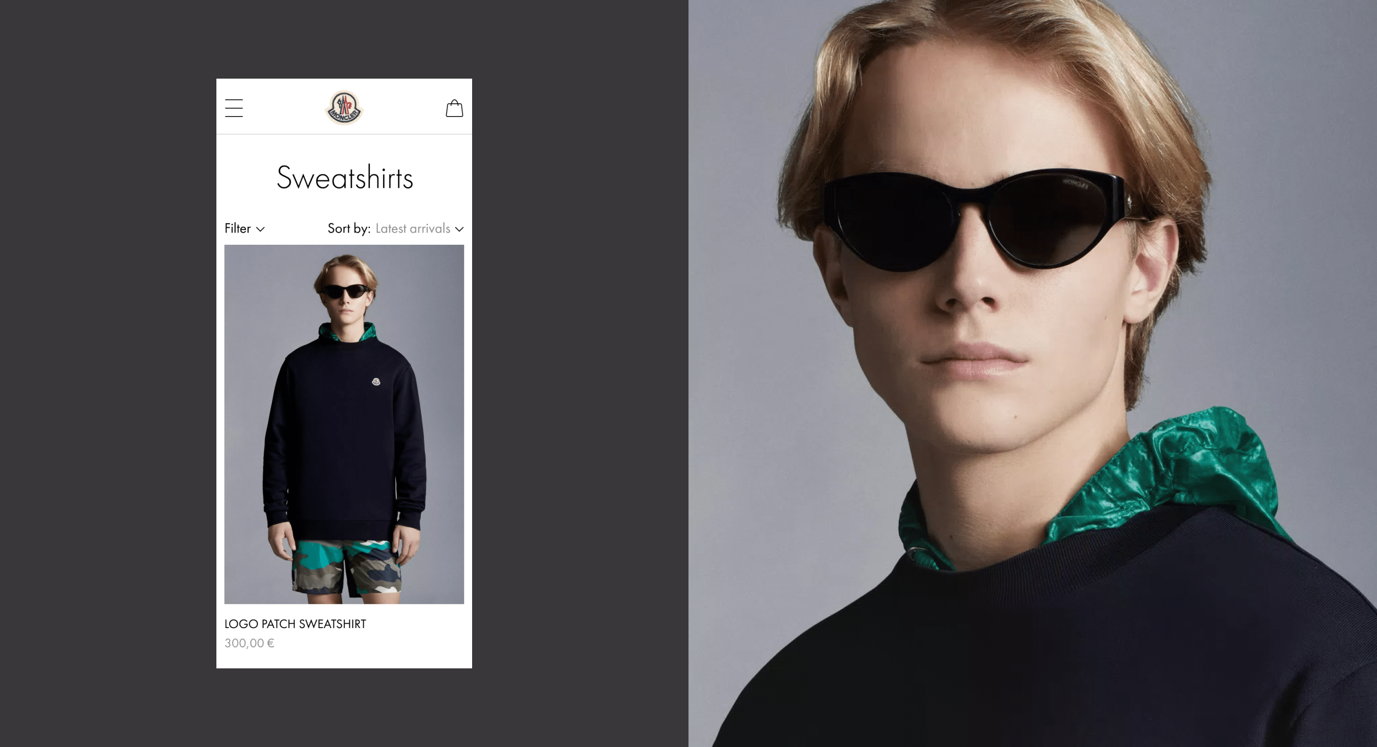 MONCLER/ E-commerce redesign — Изображение №3 — Интерфейсы, Анимация на Dprofile