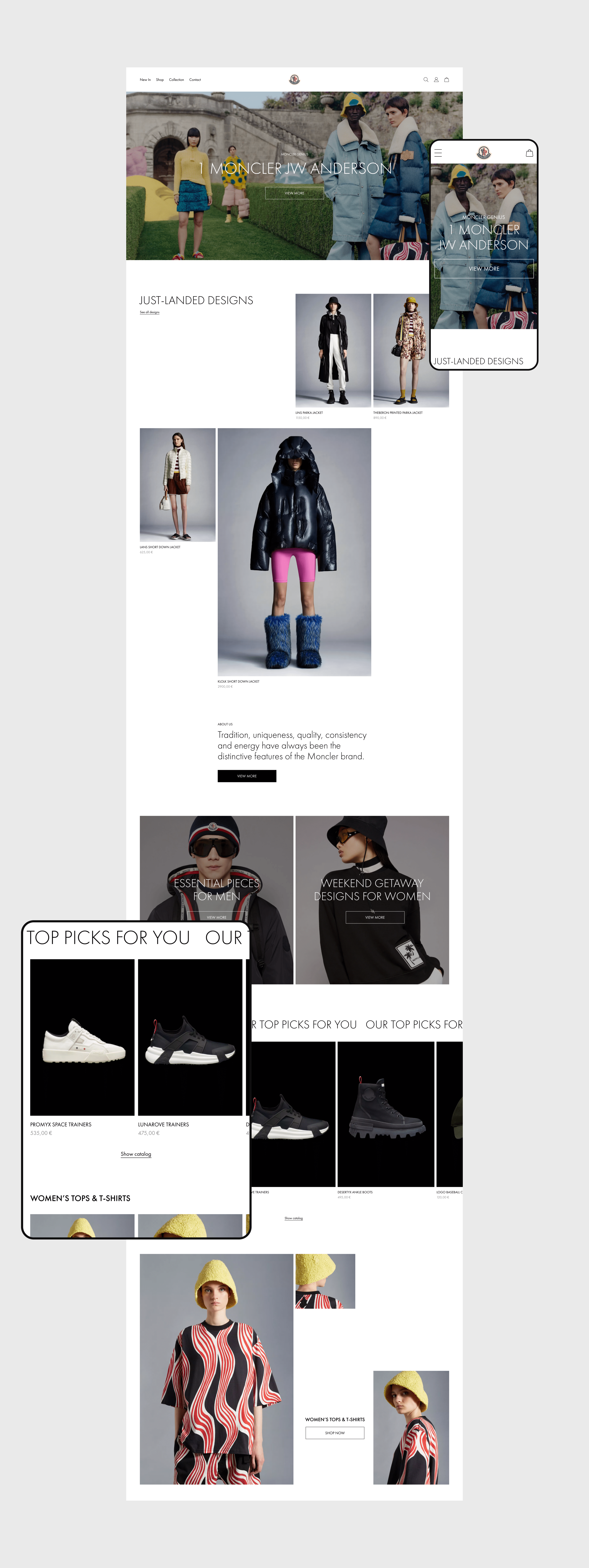 MONCLER/ E-commerce redesign — Изображение №2 — Интерфейсы, Анимация на Dprofile
