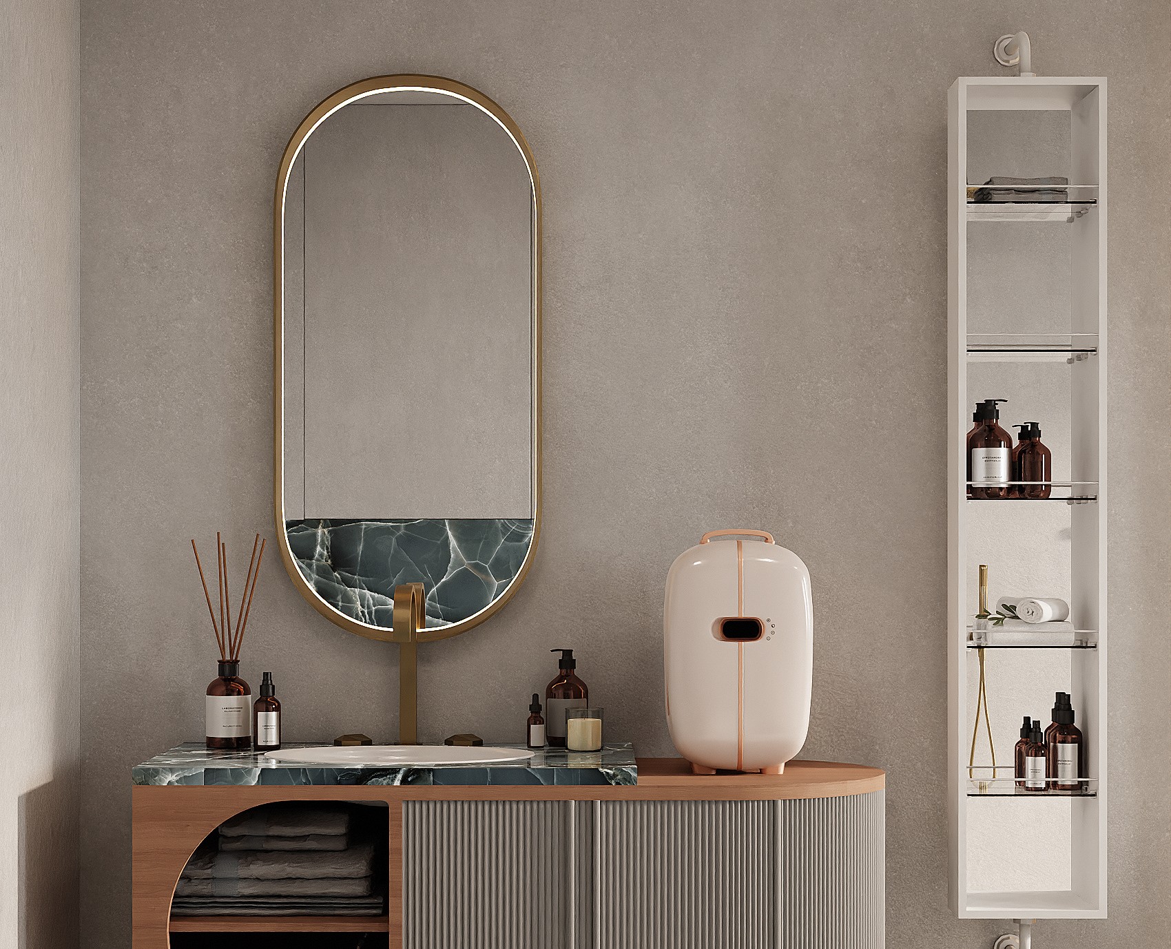 Bathroom in two variations of ONYX marble — Графика, 3D на Dprofile