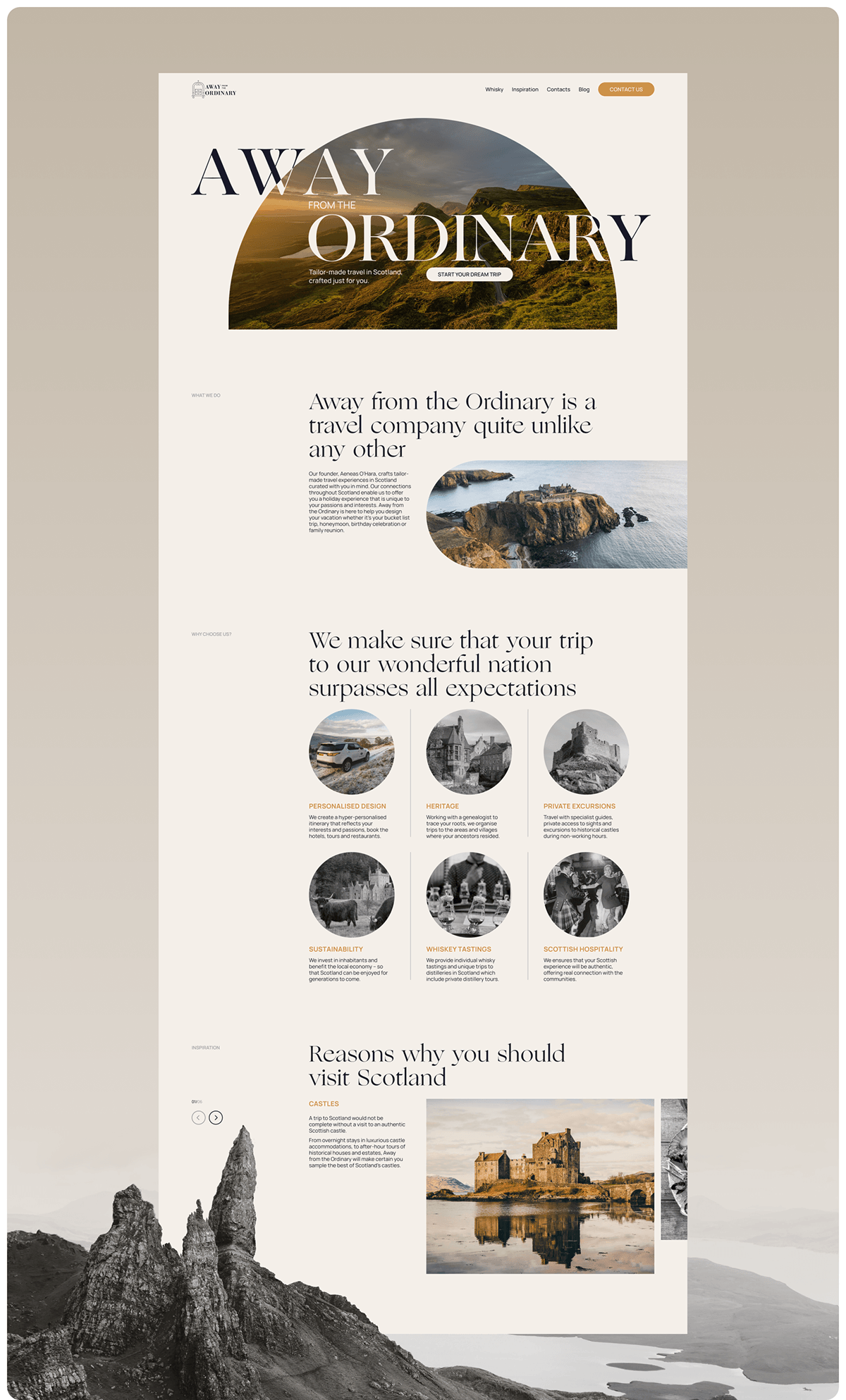 Away from the ordinary | Landing page — Изображение №3 — Интерфейсы на Dprofile