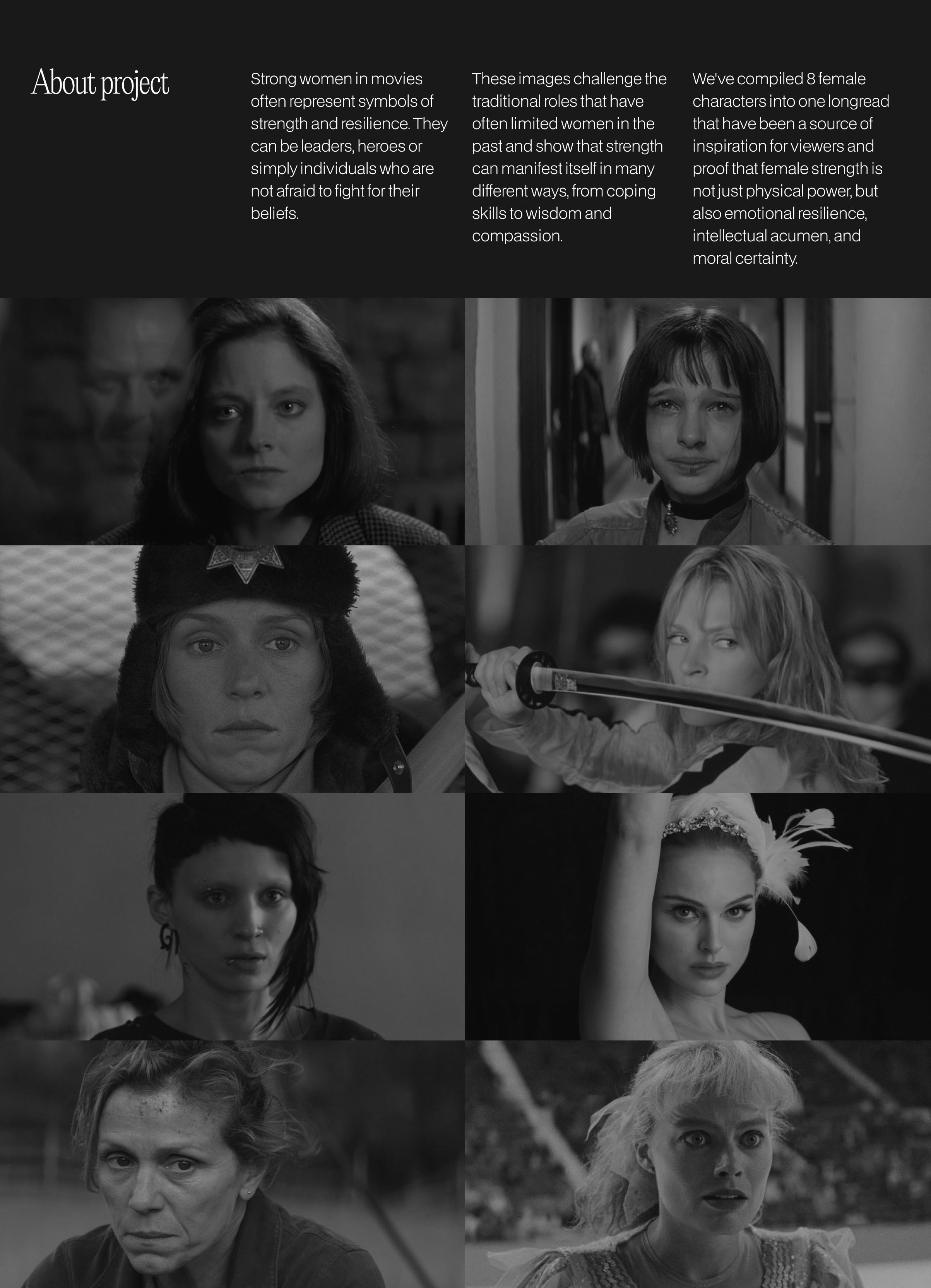 LONGRID 8 strong female characters in movies — Изображение №2 — Интерфейсы, Иллюстрация на Dprofile