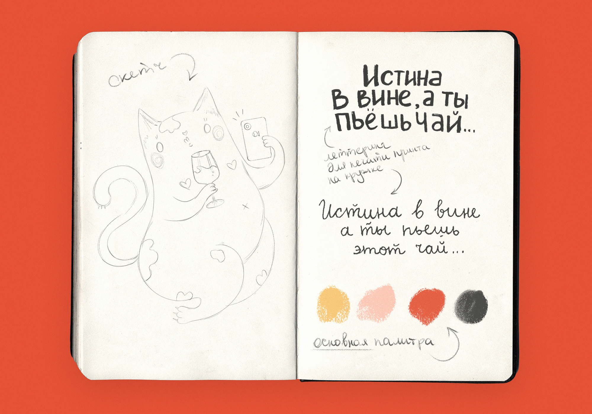 Кошка и вино - Иллюстрации для открыток и принтов — Изображение №3 — Иллюстрация на Dprofile