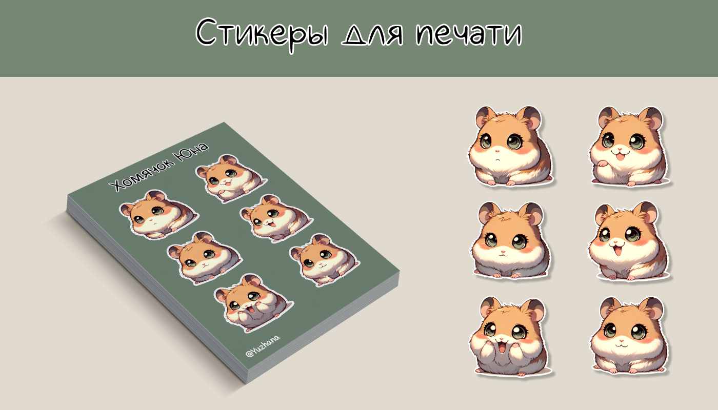 Стикер Пак Хомячок Юна — Изображение №3 — Иллюстрация, Графика на Dprofile