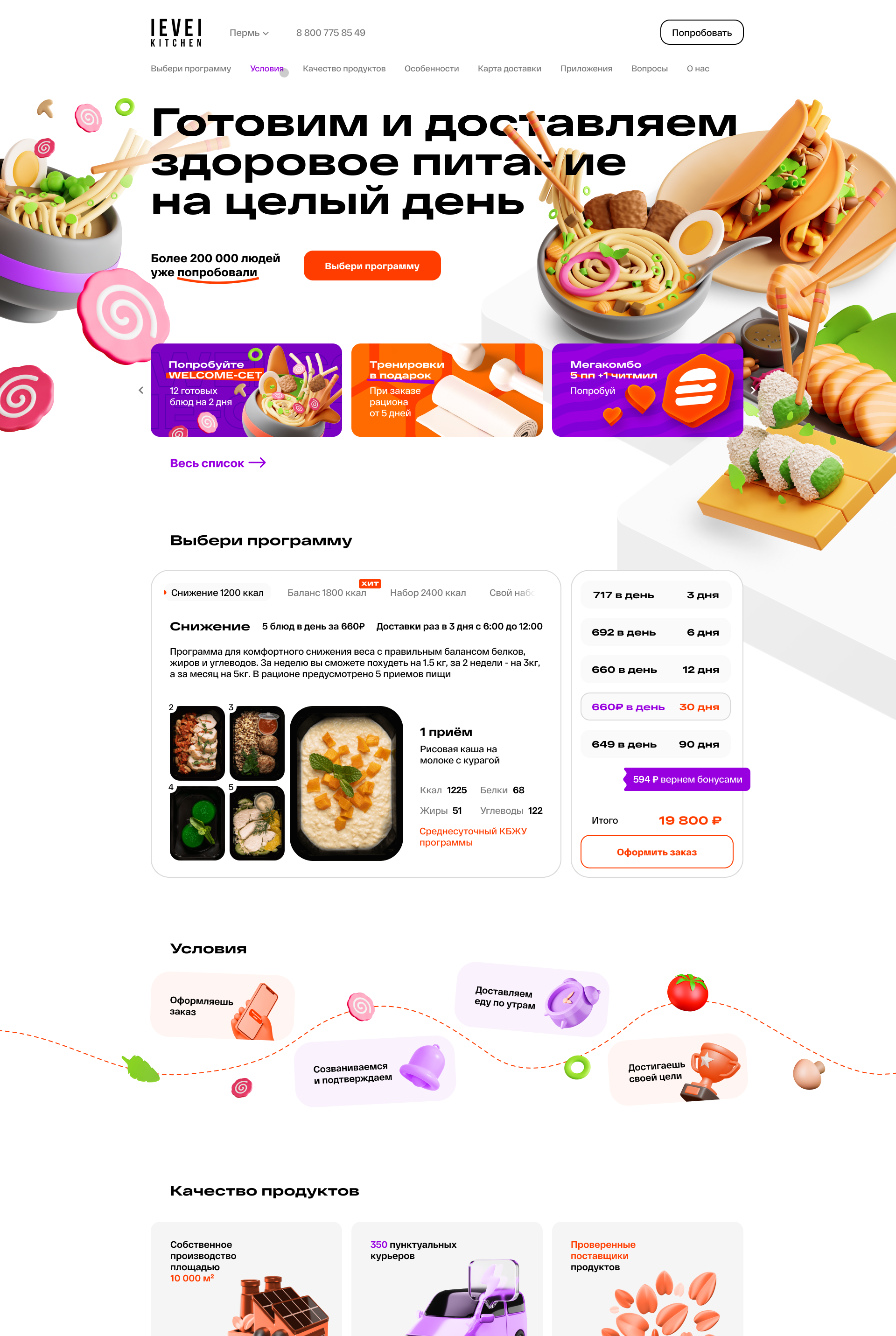 Доставка еды | Level Kitchen | landing page — Изображение №5 — Интерфейсы, Маркетинг на Dprofile