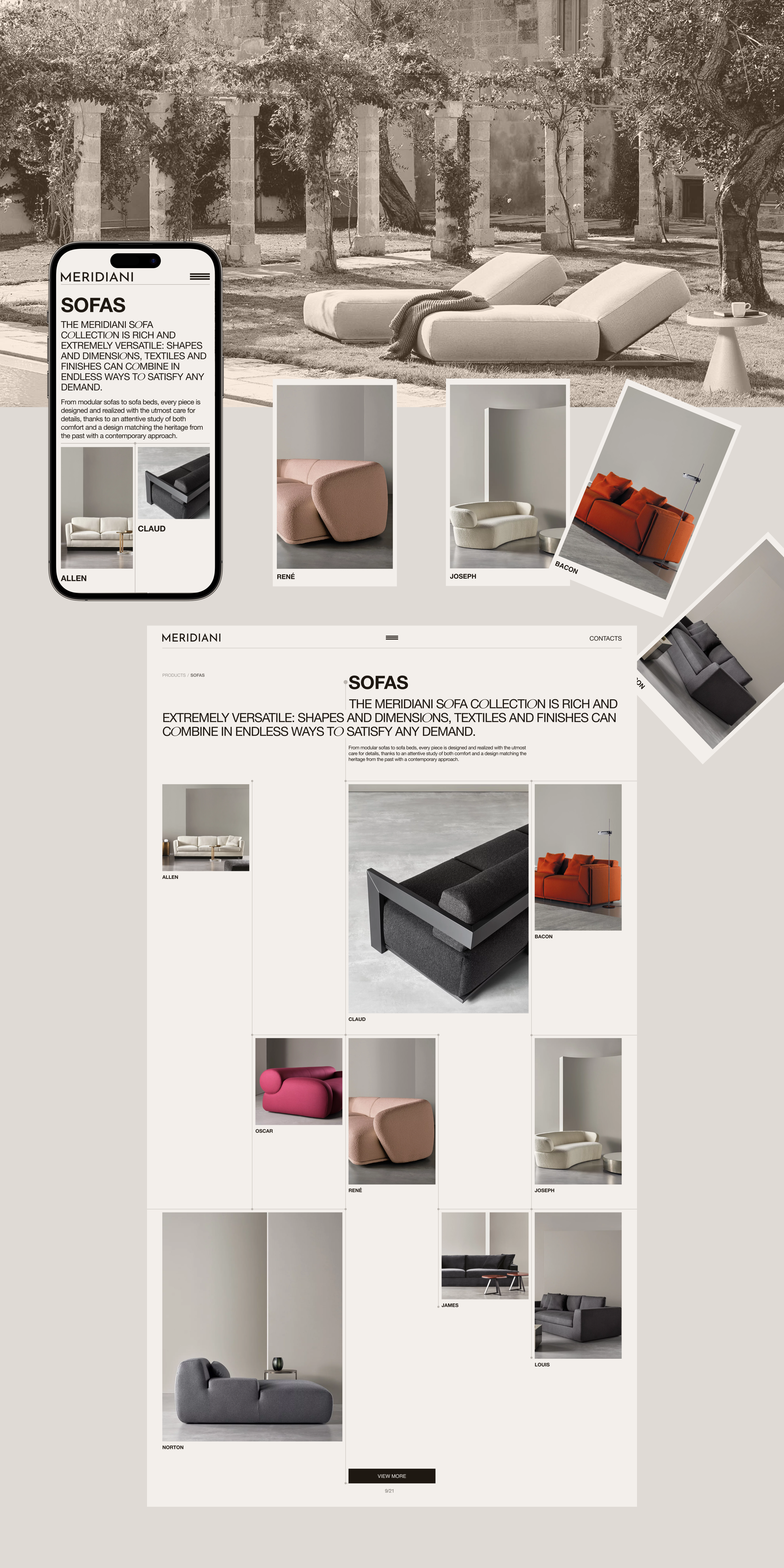 Corporate Website Redesign l MERIDIANI — Изображение №5 — Интерфейсы, Брендинг на Dprofile