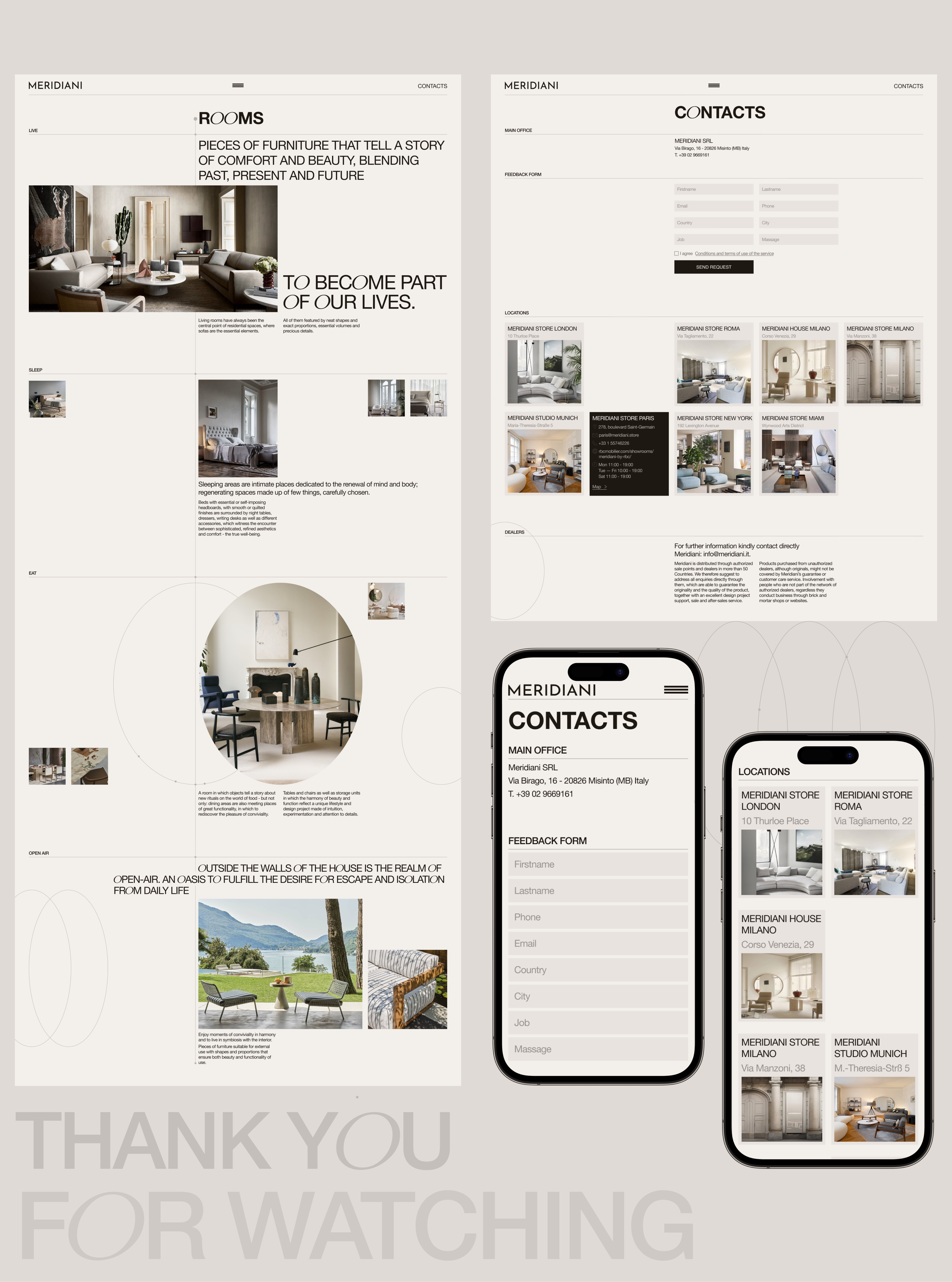 Corporate Website Redesign l MERIDIANI — Изображение №12 — Интерфейсы, Брендинг на Dprofile