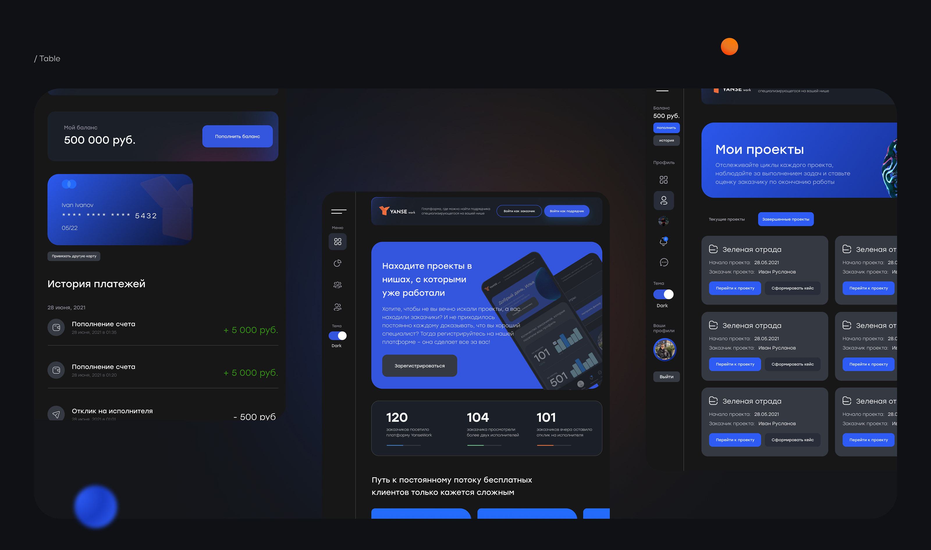 Yanse work – freelance platform — Изображение №12 — Интерфейсы на Dprofile