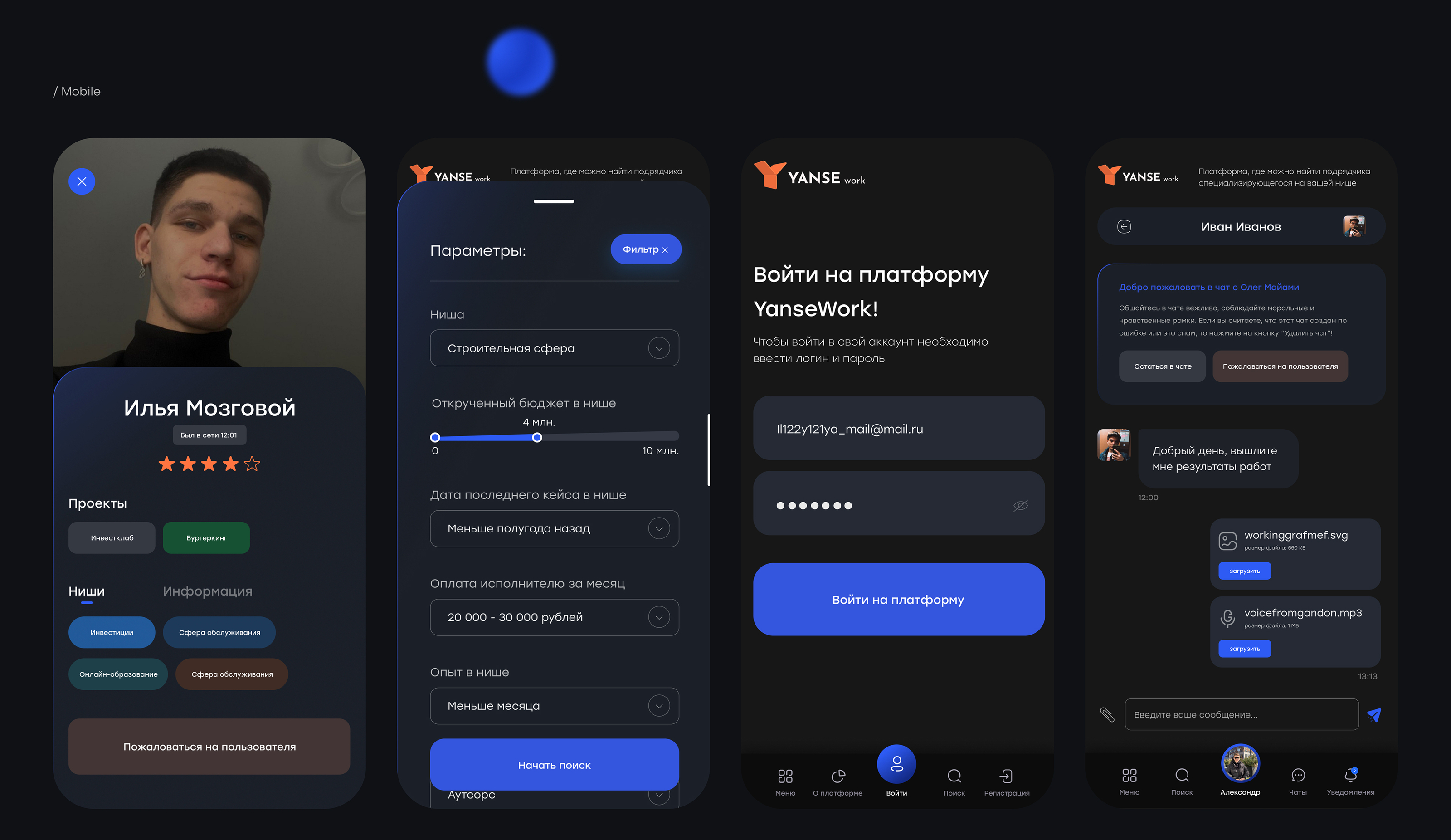 Yanse work – freelance platform — Изображение №9 — Интерфейсы на Dprofile