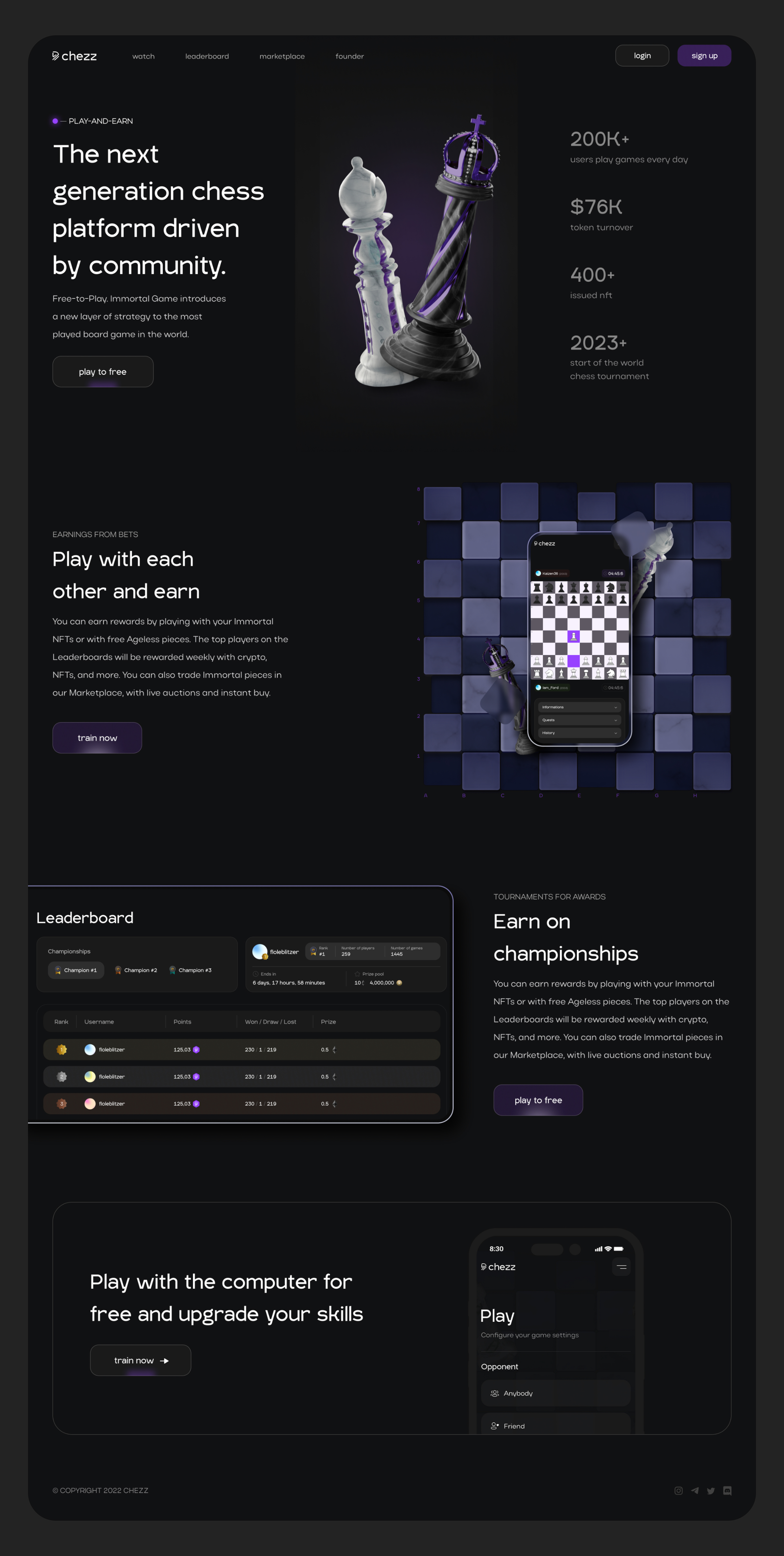 Design platform web 3.0 crypto chess game — Изображение №5 — Интерфейсы, Брендинг на Dprofile