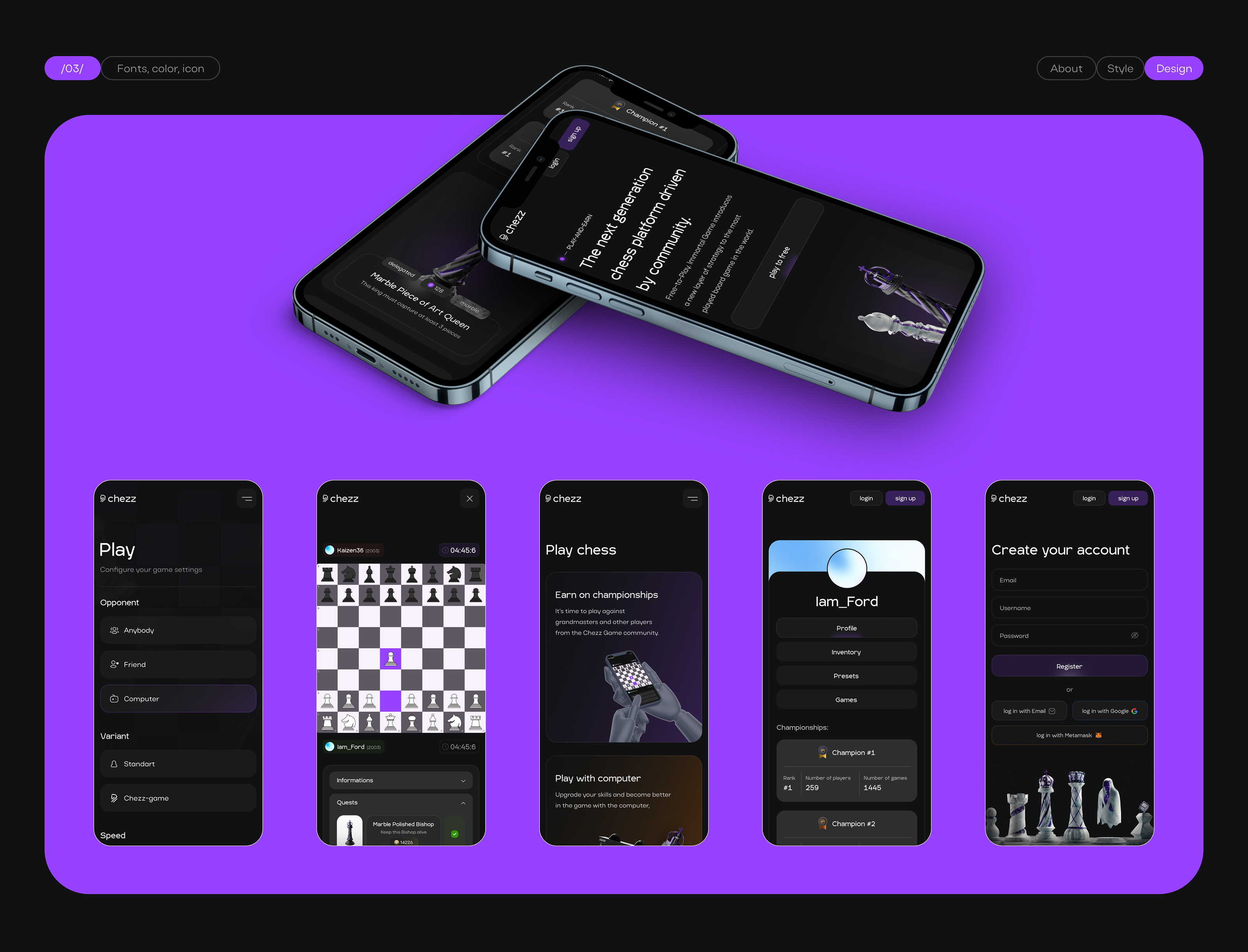 Design platform web 3.0 crypto chess game — Изображение №4 — Интерфейсы, Брендинг на Dprofile