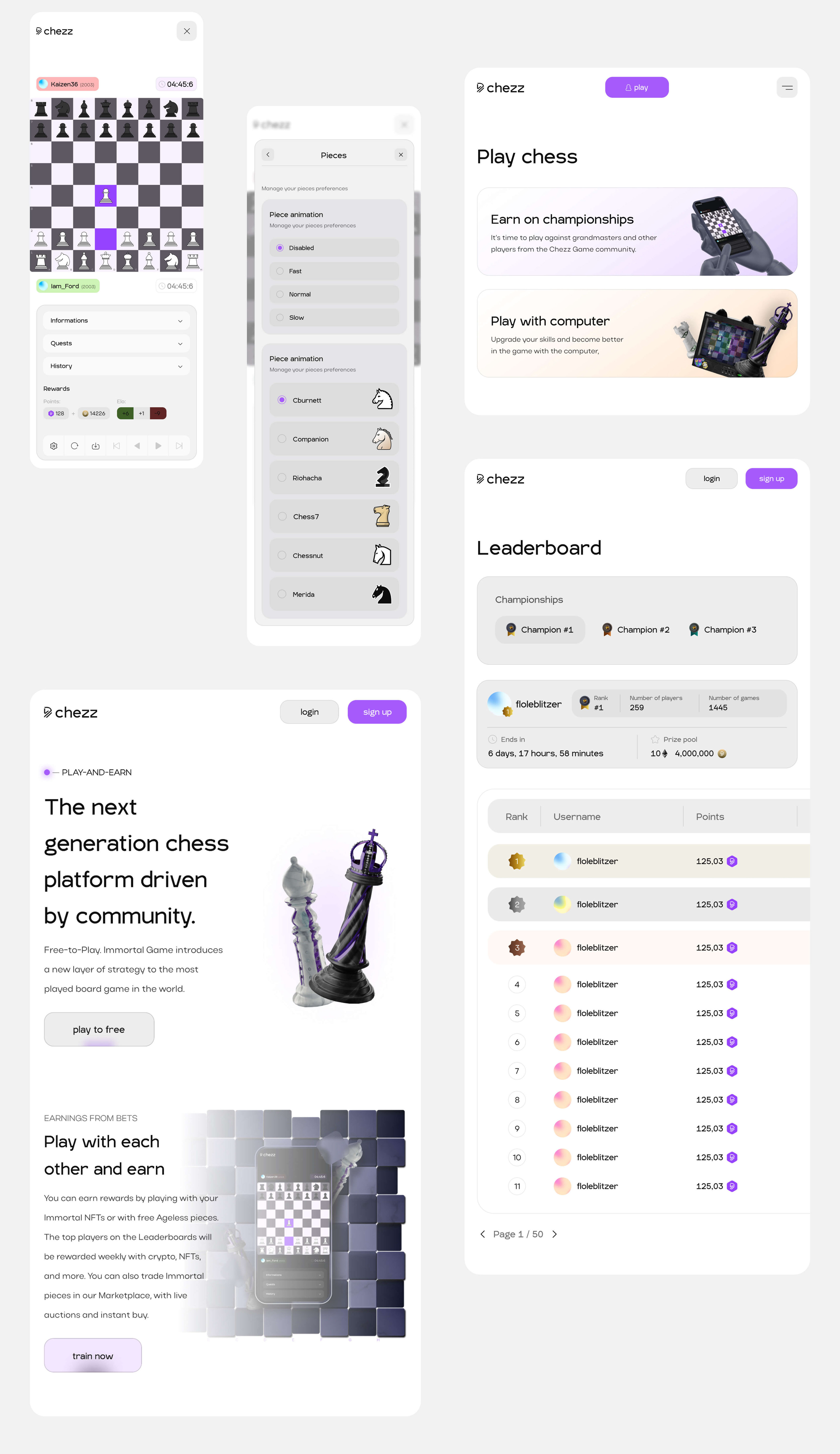 Design platform web 3.0 crypto chess game — Изображение №8 — Интерфейсы, Брендинг на Dprofile