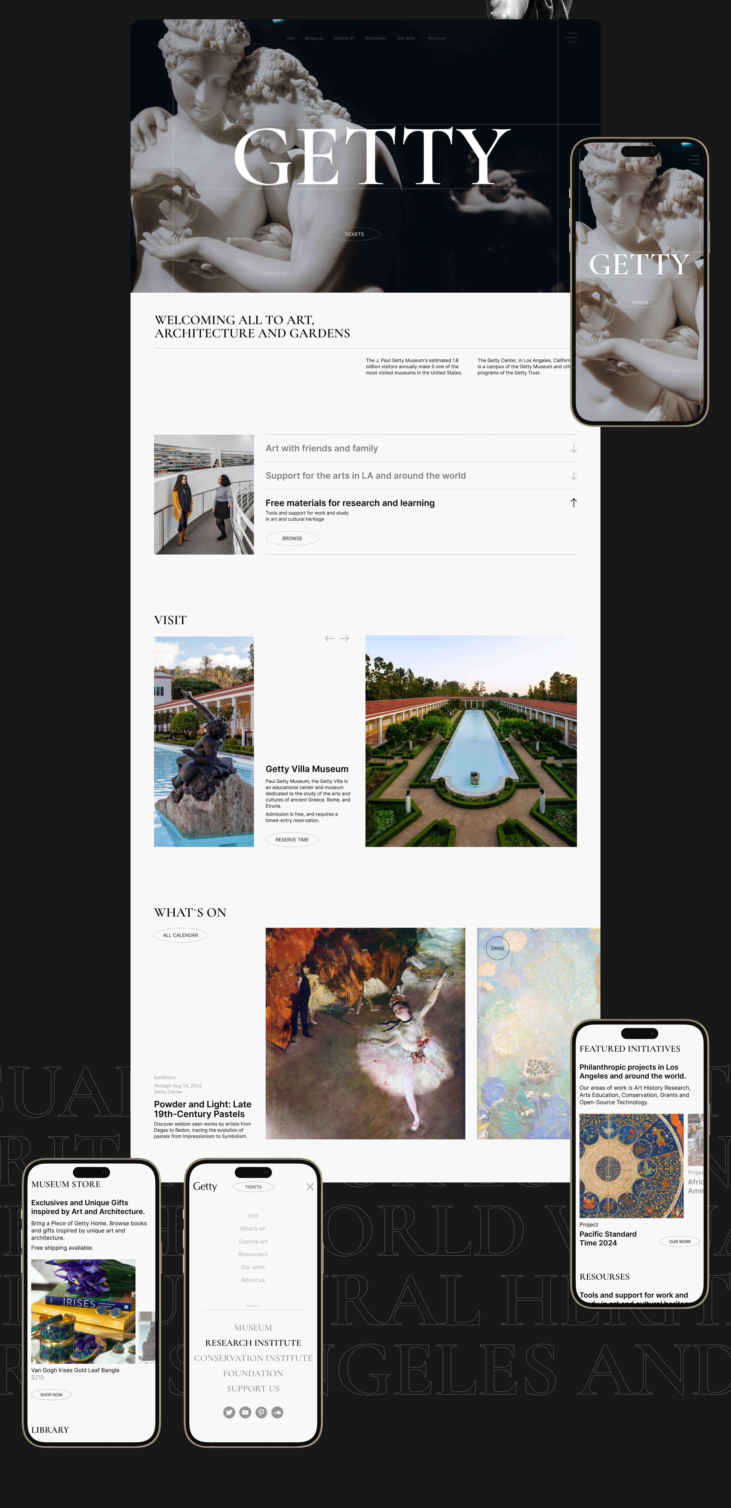 Getty Center — Museum Website redesign — Изображение №2 — Интерфейсы, Брендинг на Dprofile