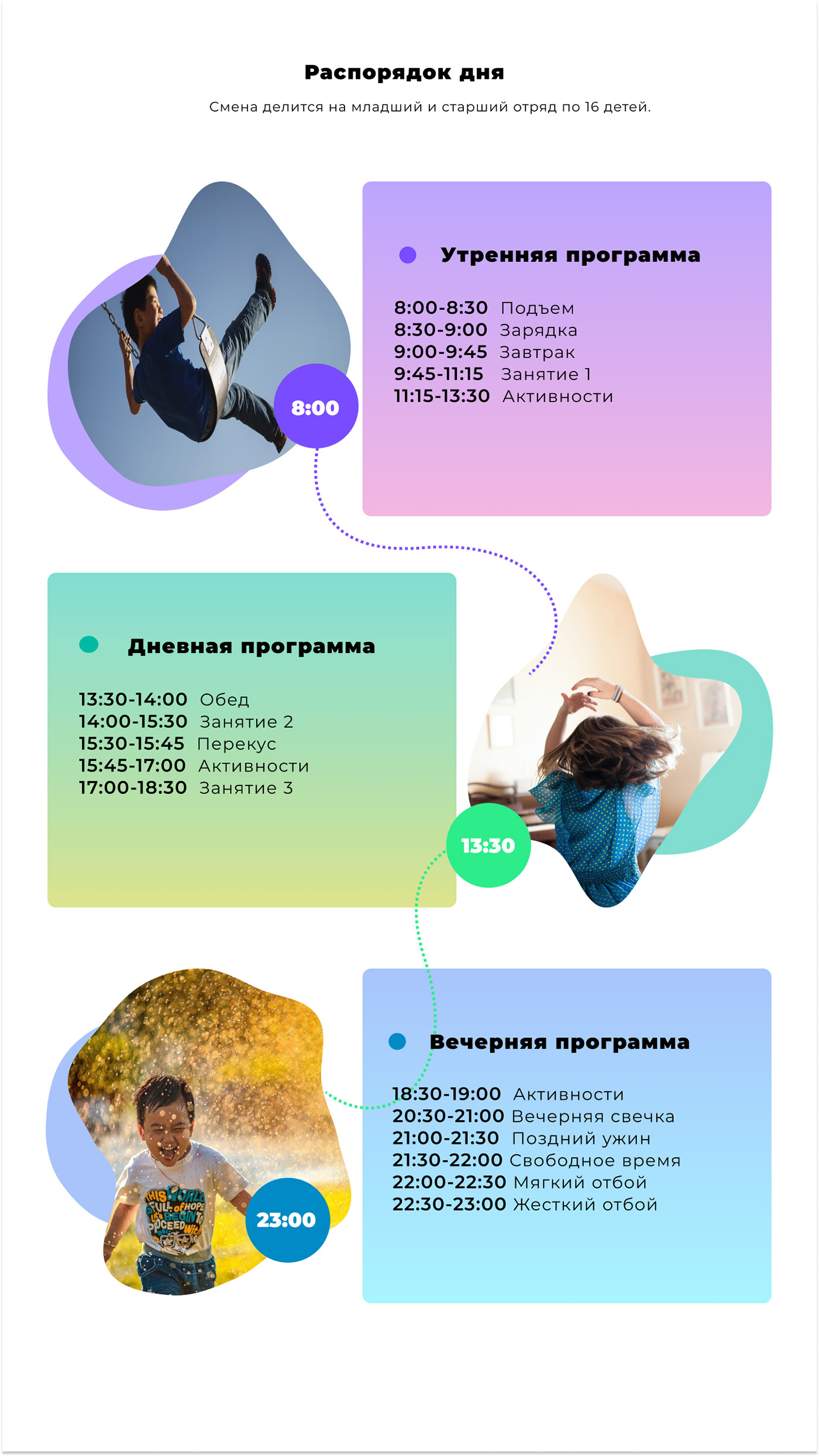 Тестовое/ Распорядок дня для летнего лагеря школы PIXEL — Изображение №4 — Интерфейсы на Dprofile