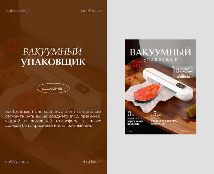 Инфографика для ваууматора (listing for vacuum sealer) — Графика, Маркетинг на Dprofile